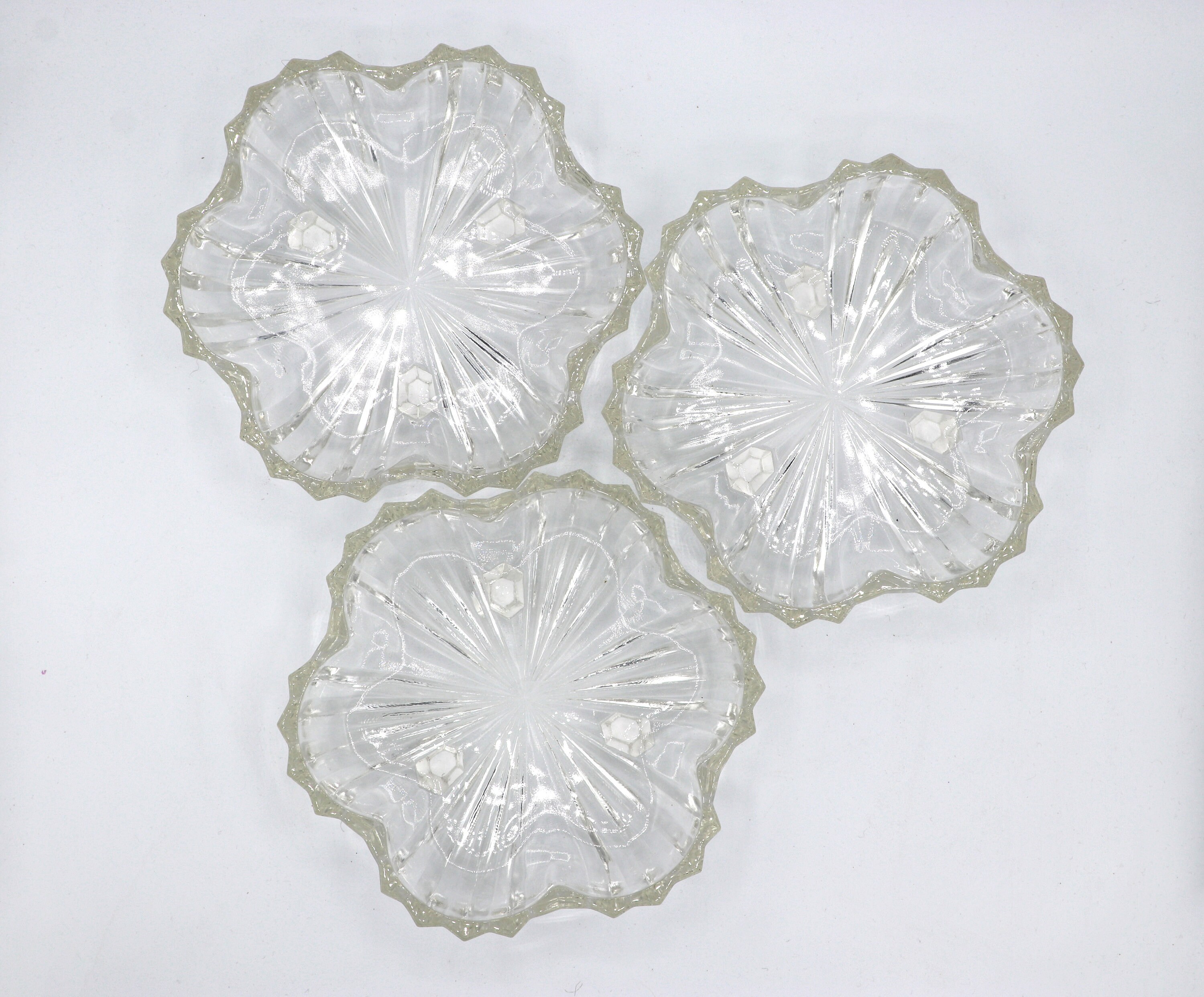 3x Vintage Kirschblüte Schale Kristall 1980er Jahre