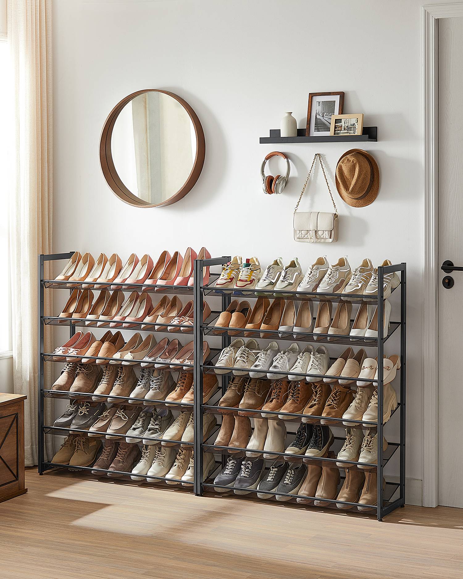 Heckfield II Schuhregal Metall Schwarz Höhe: 221 cm