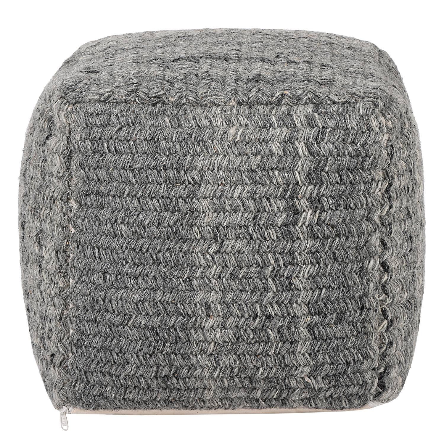 Pouf Sonia Wolle Baumwolle Grau