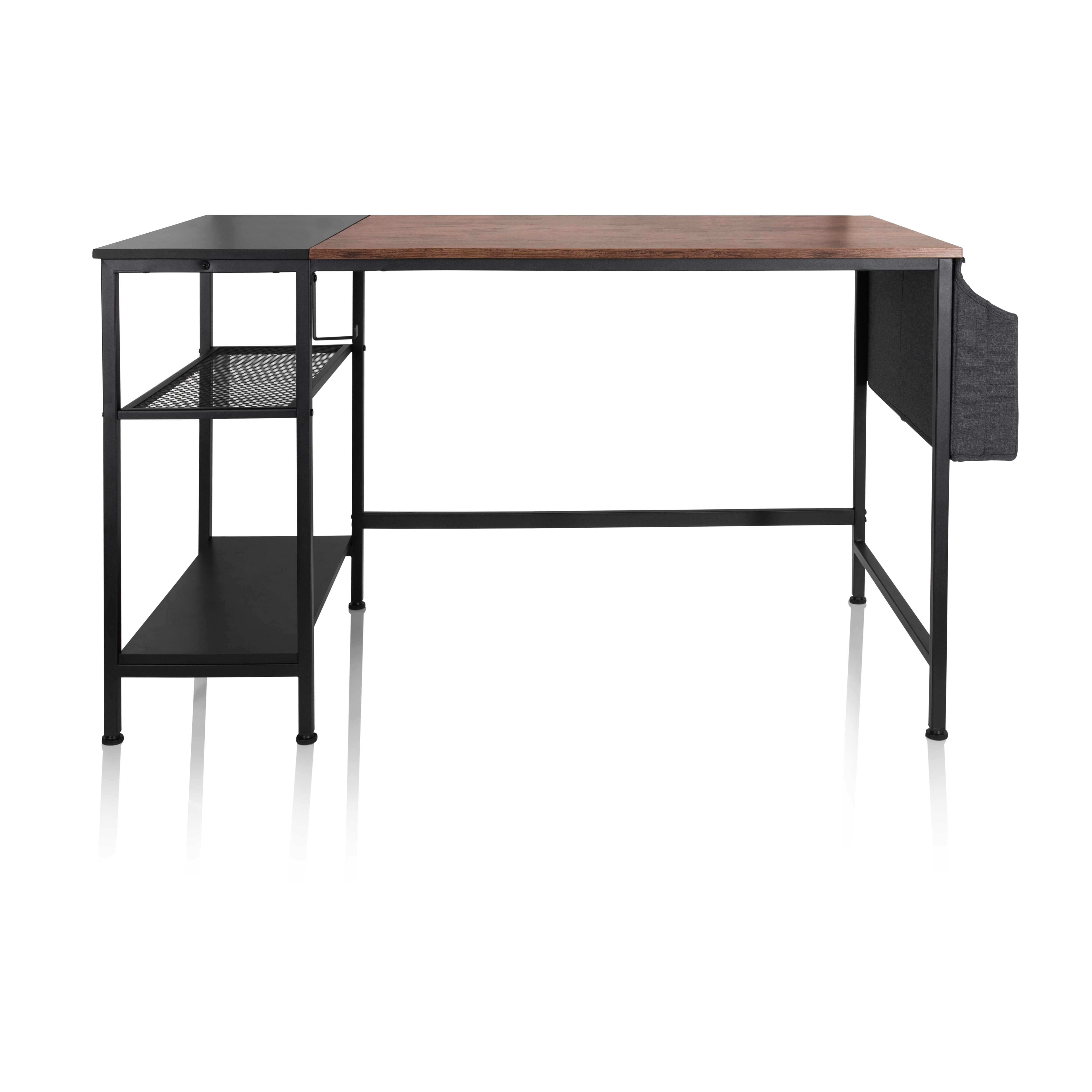 Desk with side shelf Black Brown 120 x 60 cm