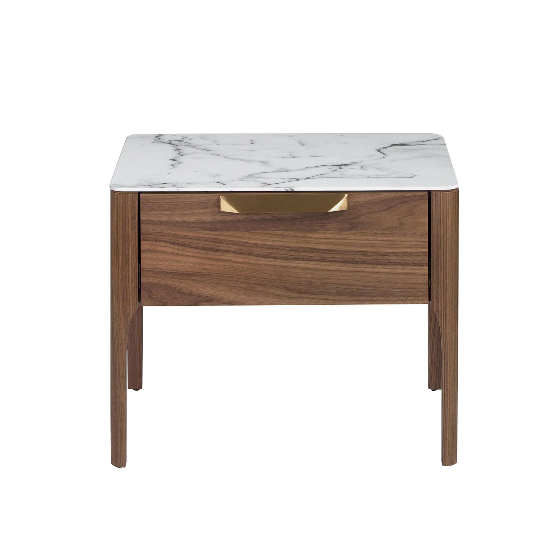 Side table in marble look Walnut veneer