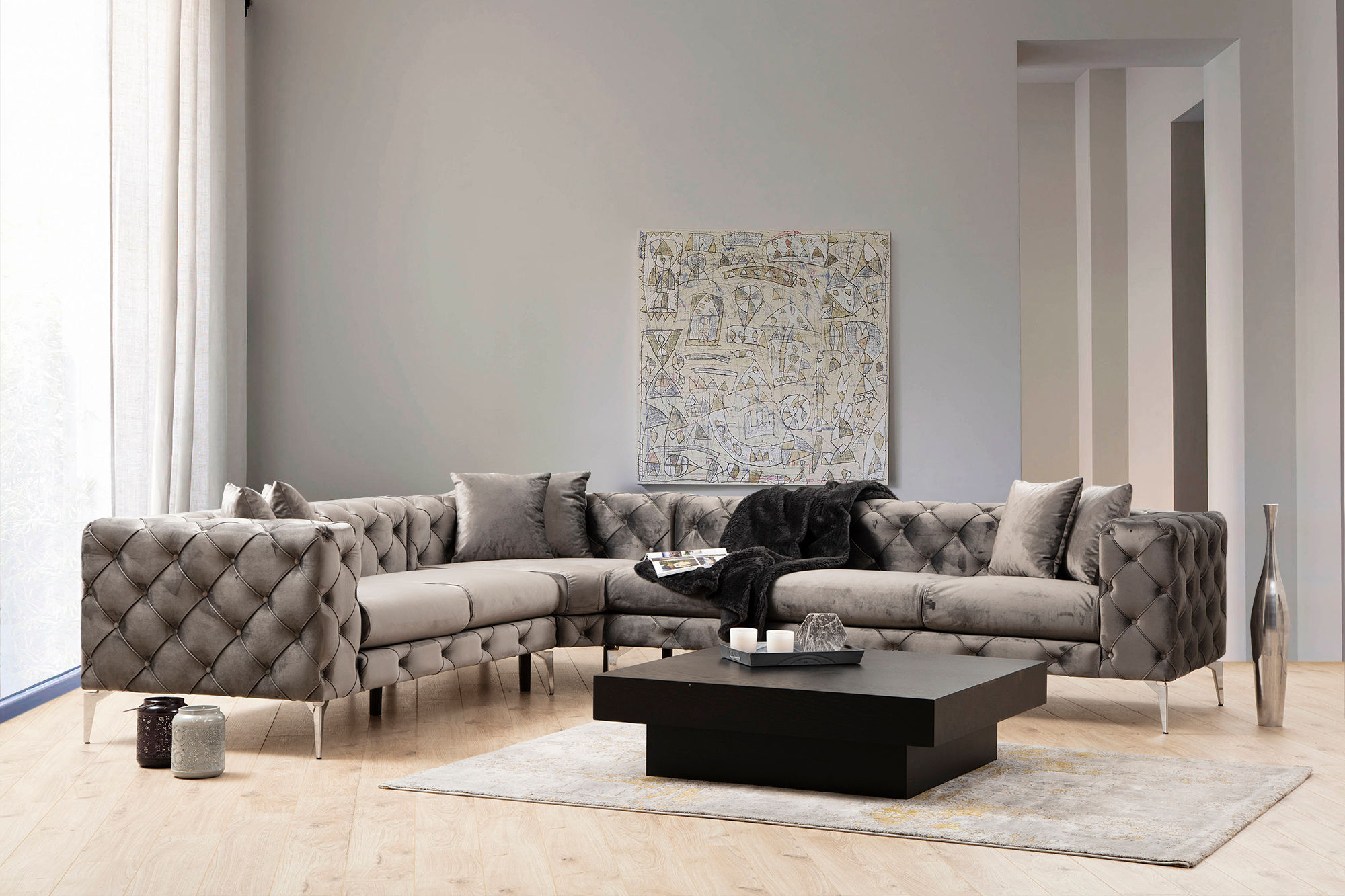 Elegantes Ecksofa Anthrazit