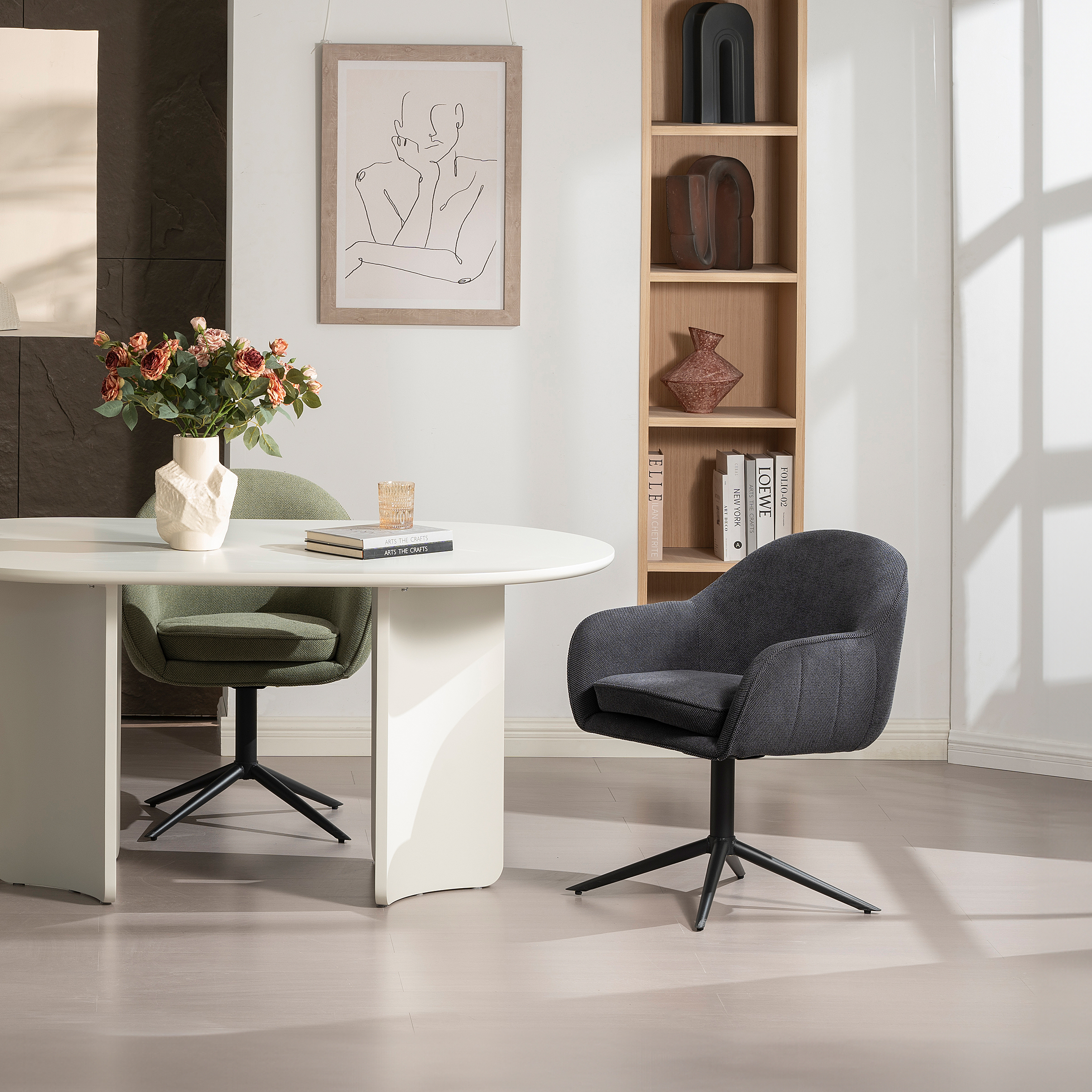 Armchair Swivel SANDO Set of 2 Anthracite