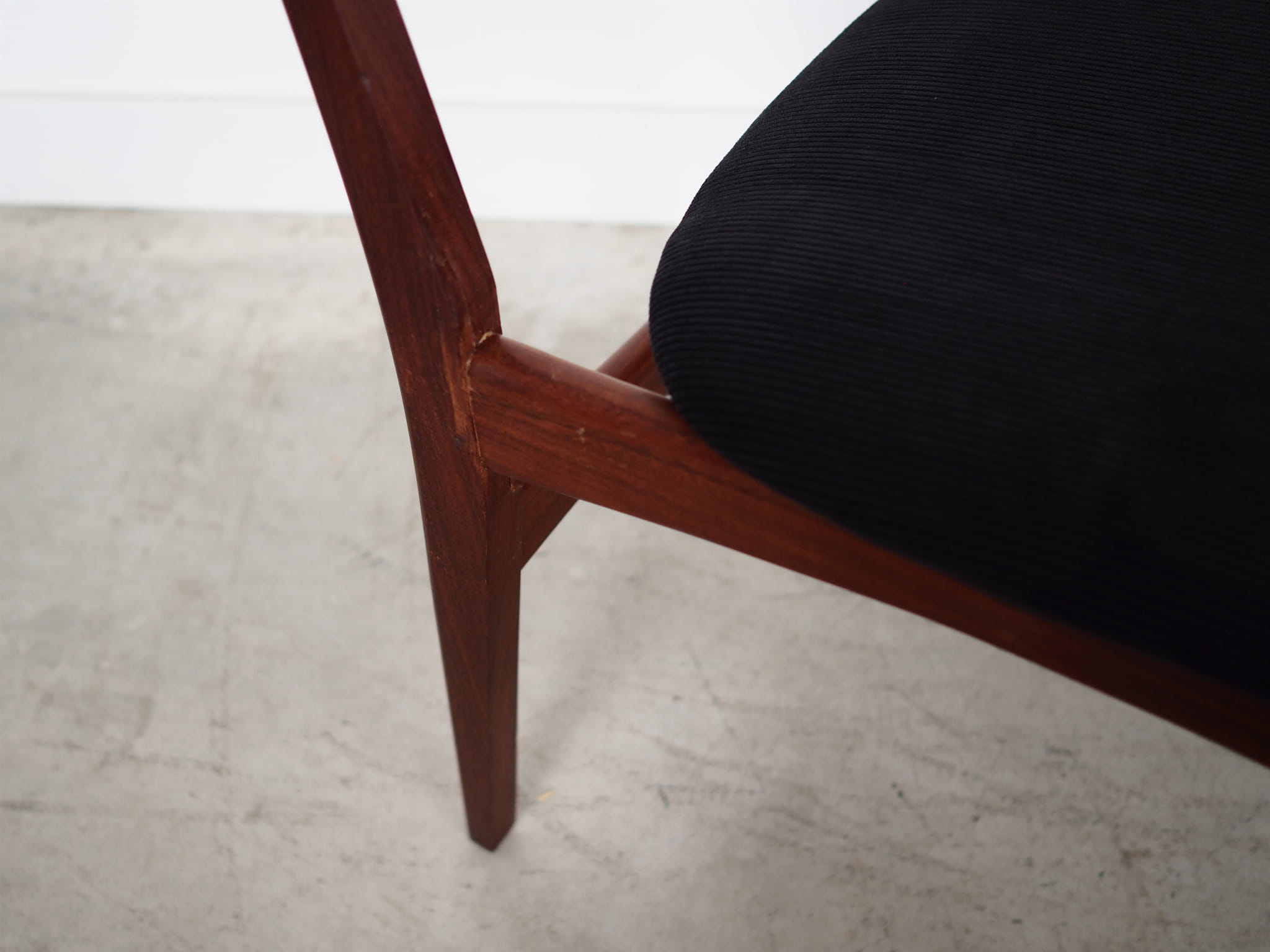 4x Vintage Stuhl Teakholz Textil Braun 1960er Jahre