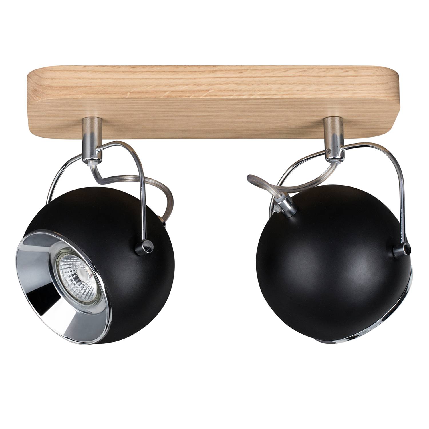 Ball LED-Deckenleuchte Stahl Eiche 2-flammig