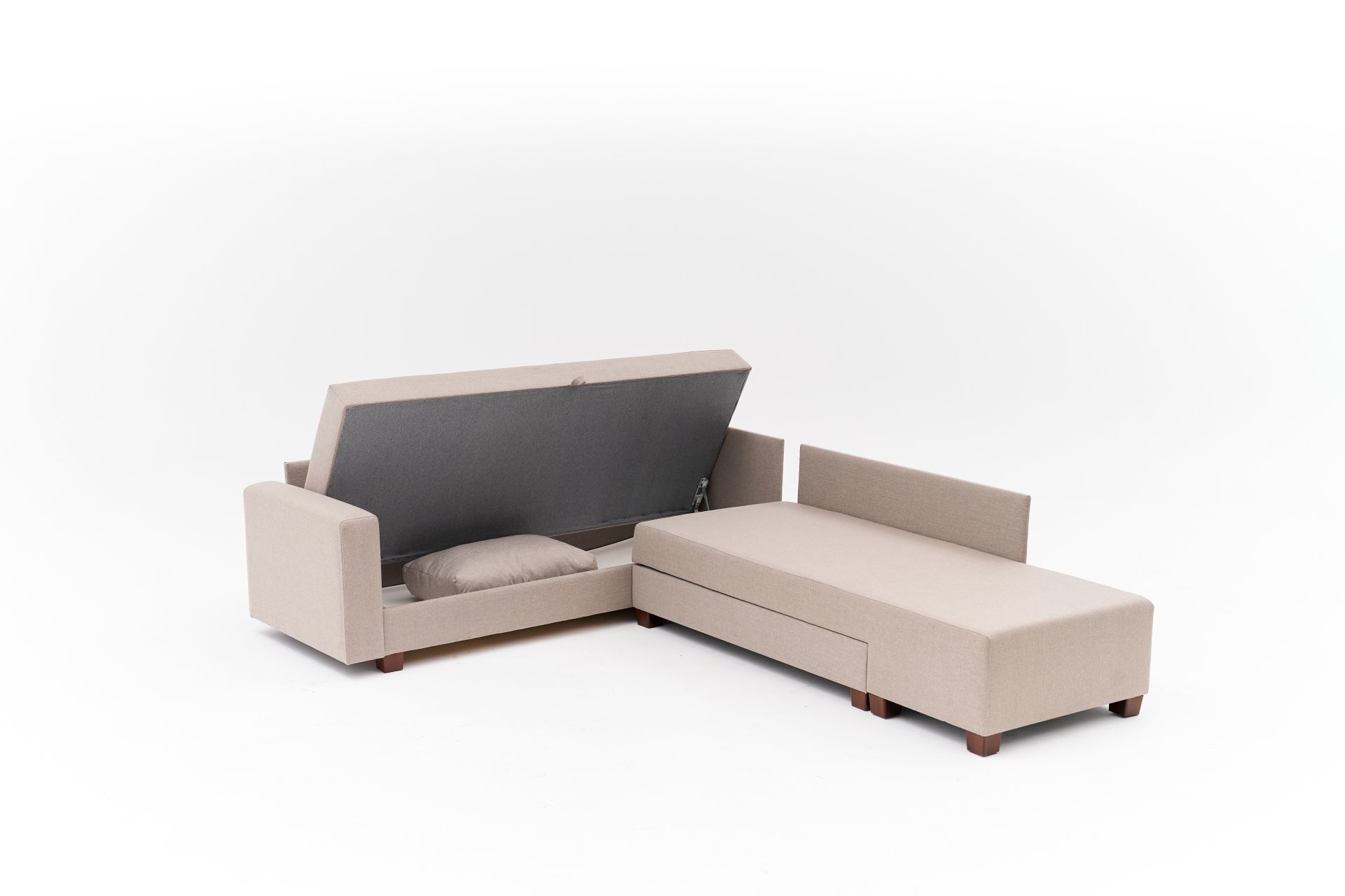 Aly  Schlafsofa Récamiere Rechts Baumwolle Beige