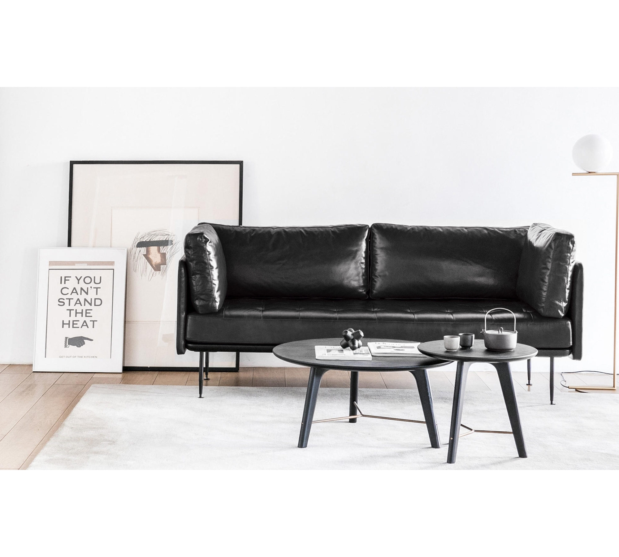 UTILITY 3-Sitzer Sofa Leder Schwarz