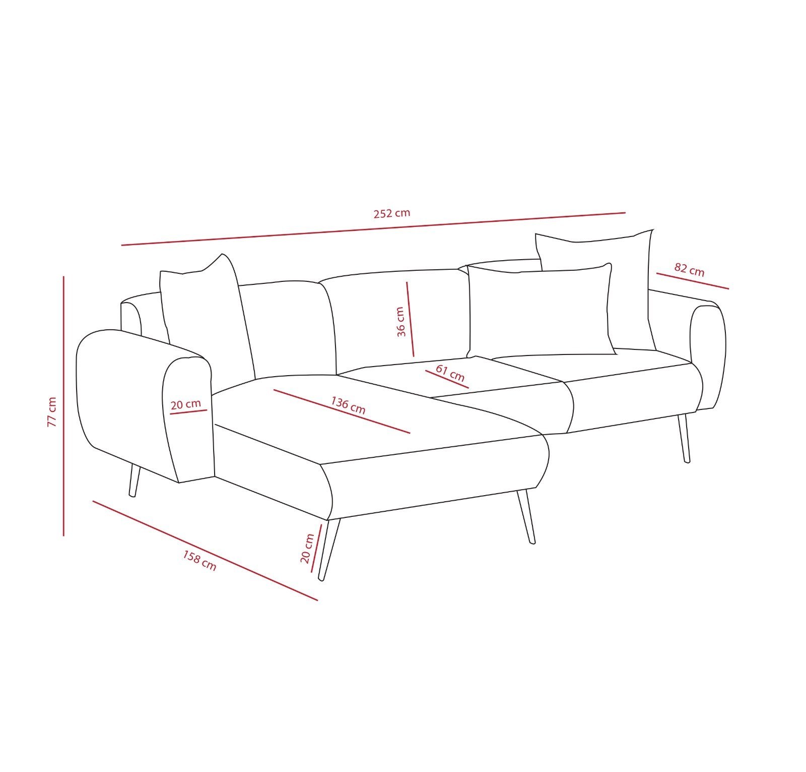 Side Sofa Récamiere Rechts Anthrazit