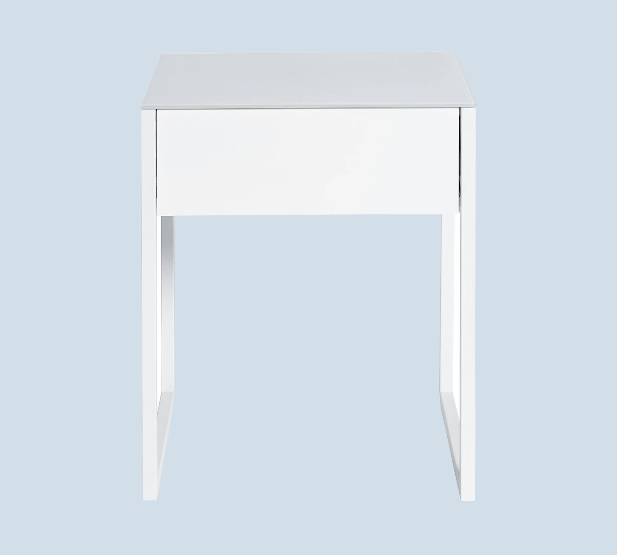 Minimalistischer Beistelltisch Glas Metall Weiß