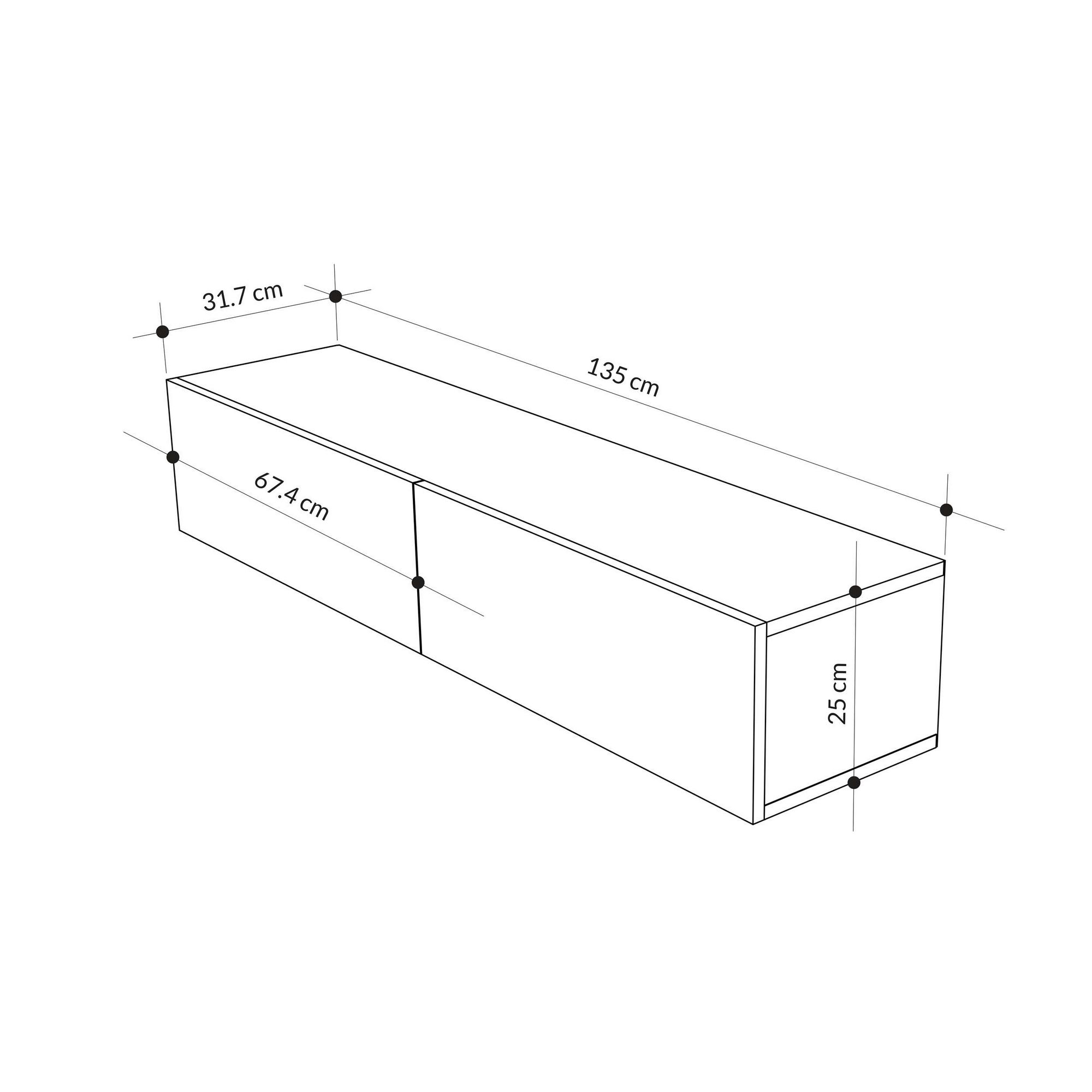 Francy 135 Lowboard Holz Sapphire Eiche Weiß