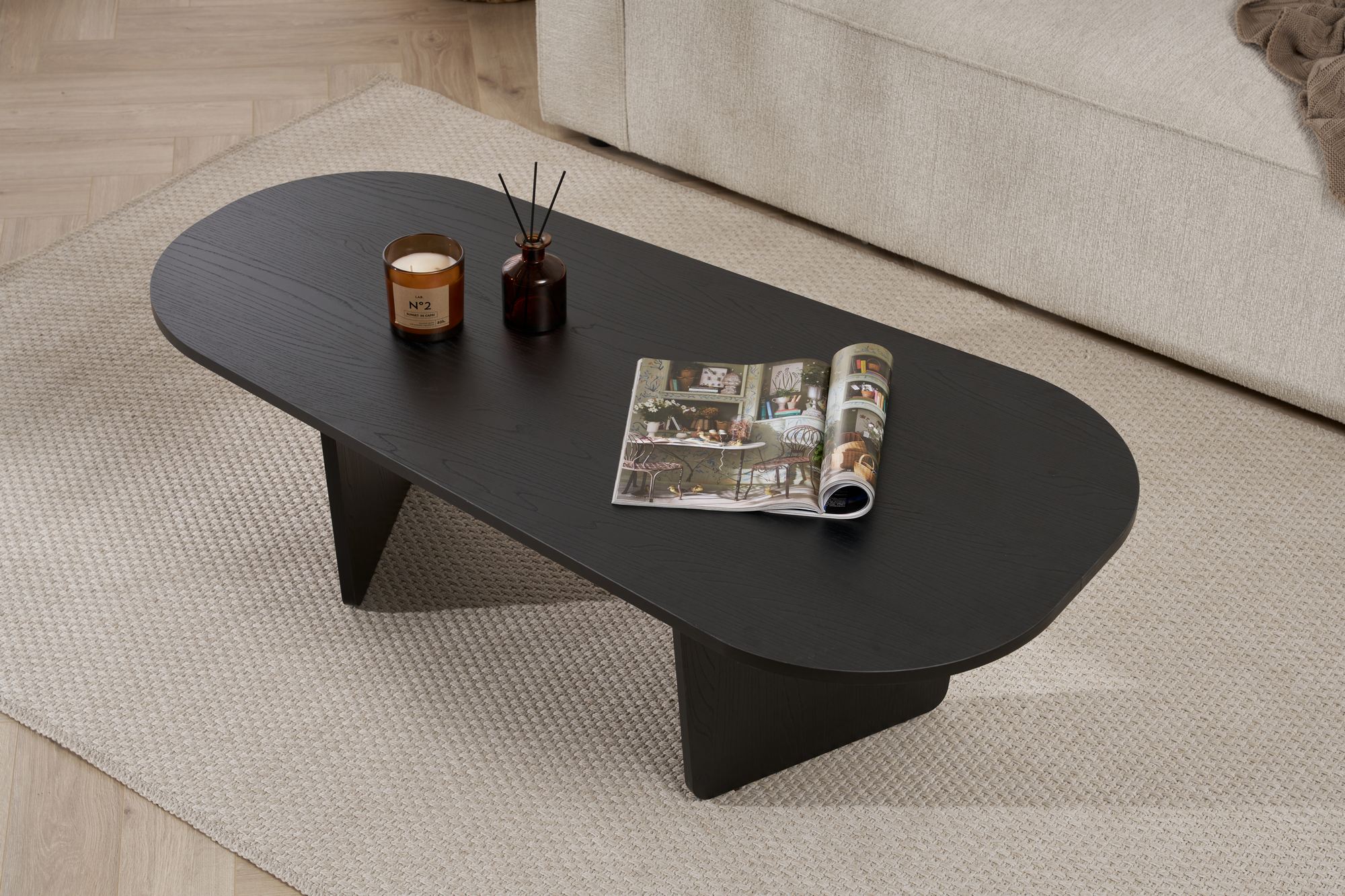 Oval Coffee Table Wood Black