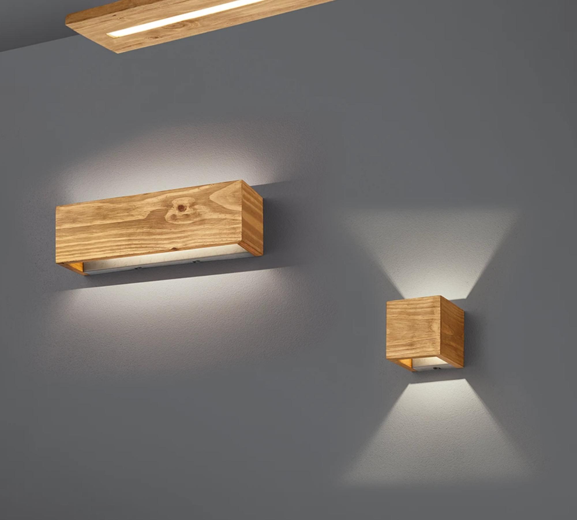 1-light LED wall lamp pine partially solid