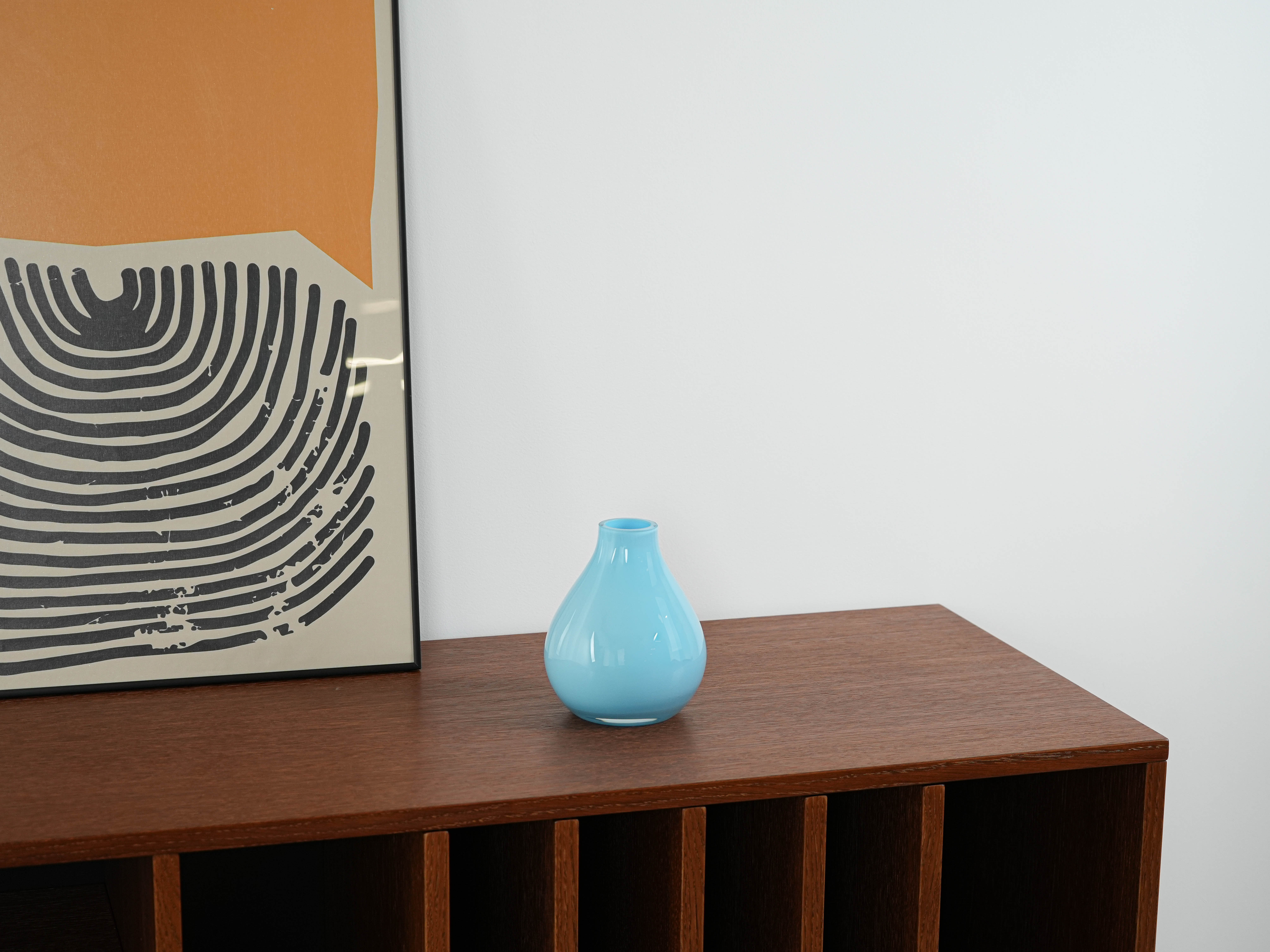 Light blue 1970s glass vase