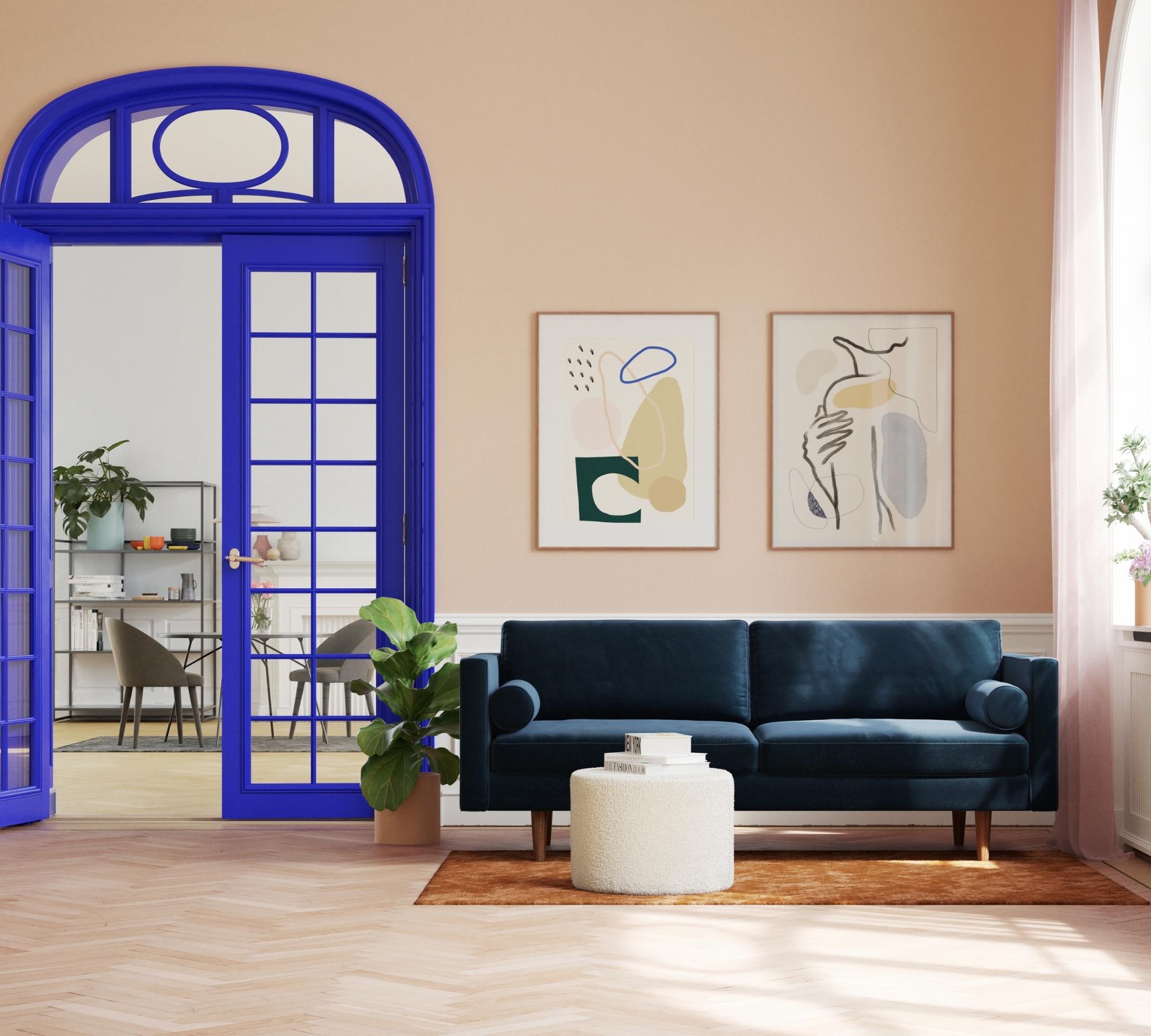 Henry 3-Sitzer Sofa Velour Lux Navy