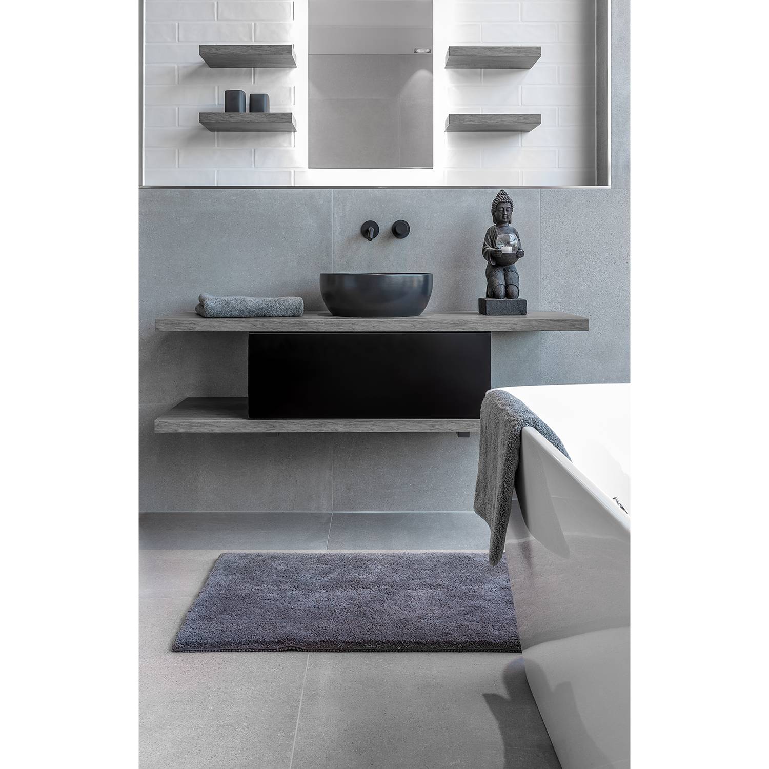 Bahamas I Bath Mat Cotton Anthracite 67 x 110 cm