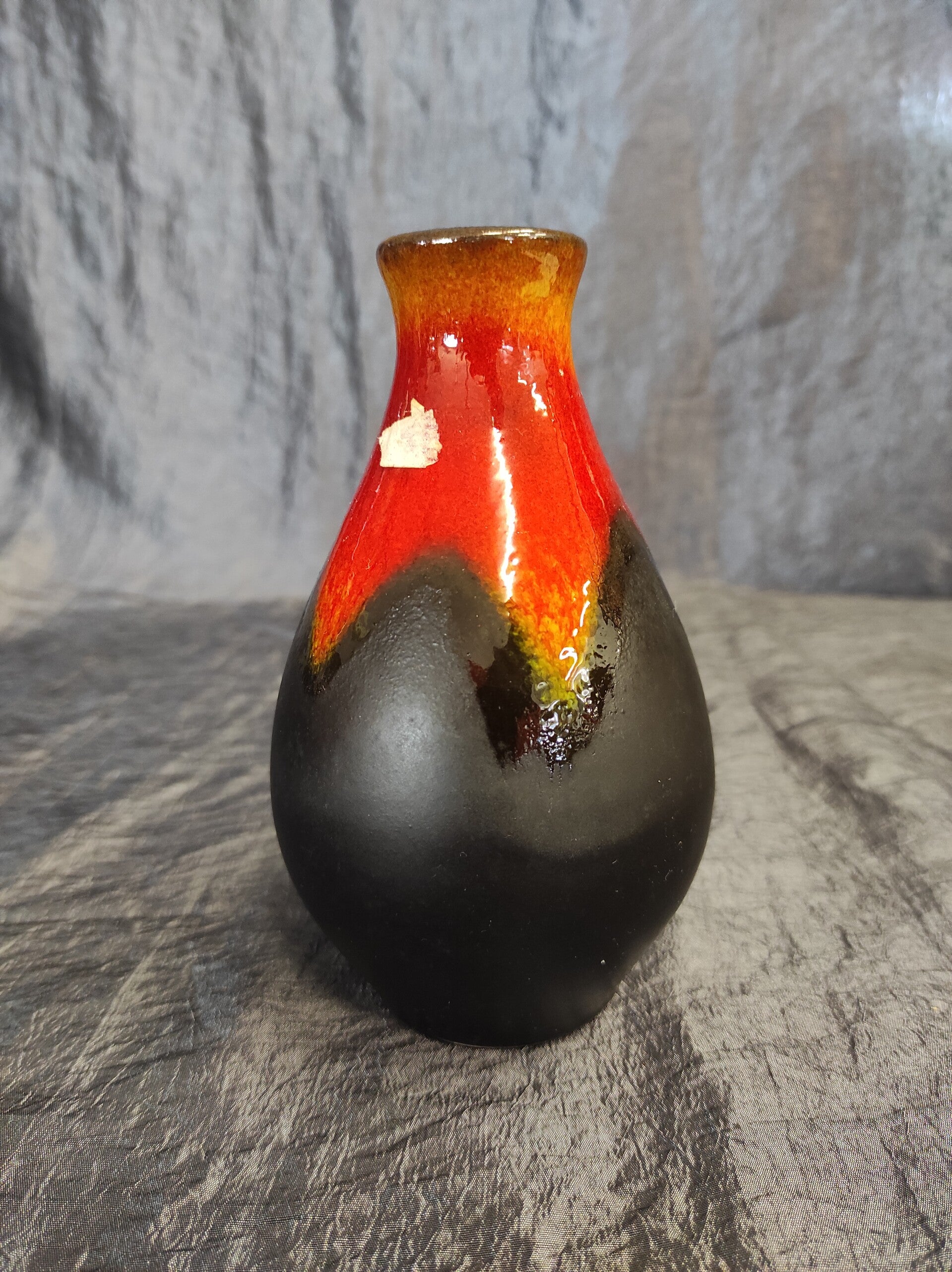 Vintage Vase Keramik Rot Schwarz