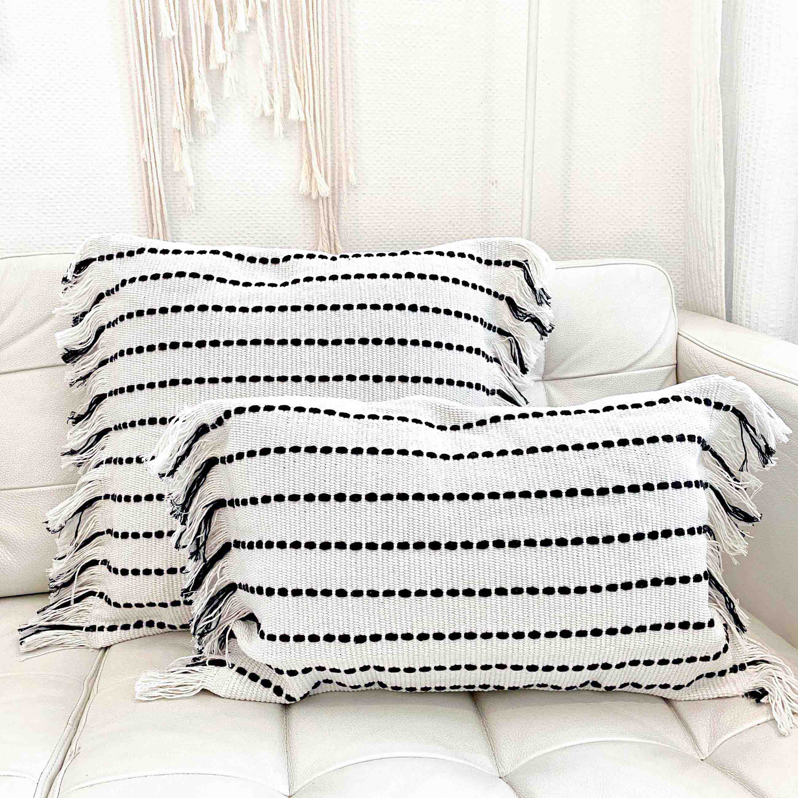 Lands & Pits Fringes Pillowcase Cotton Natural