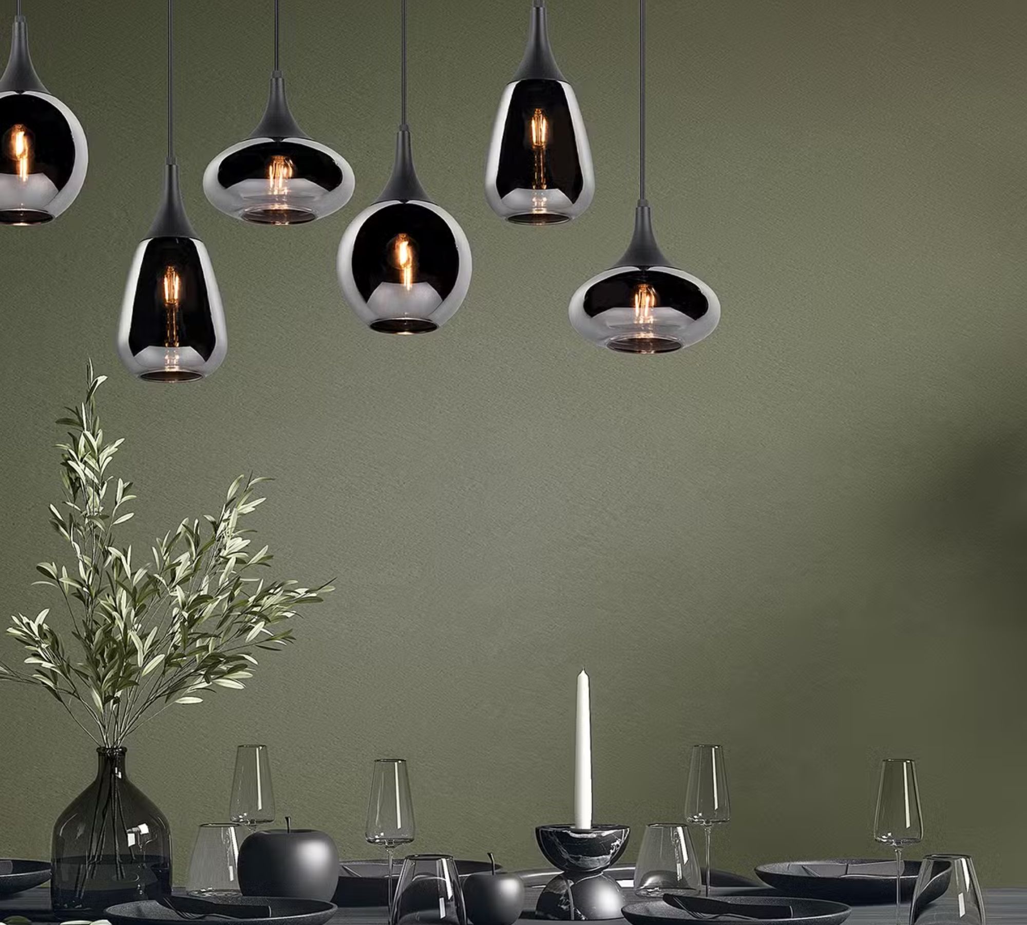 Pendelleuchte 6-flammig Rauchglas Stahl