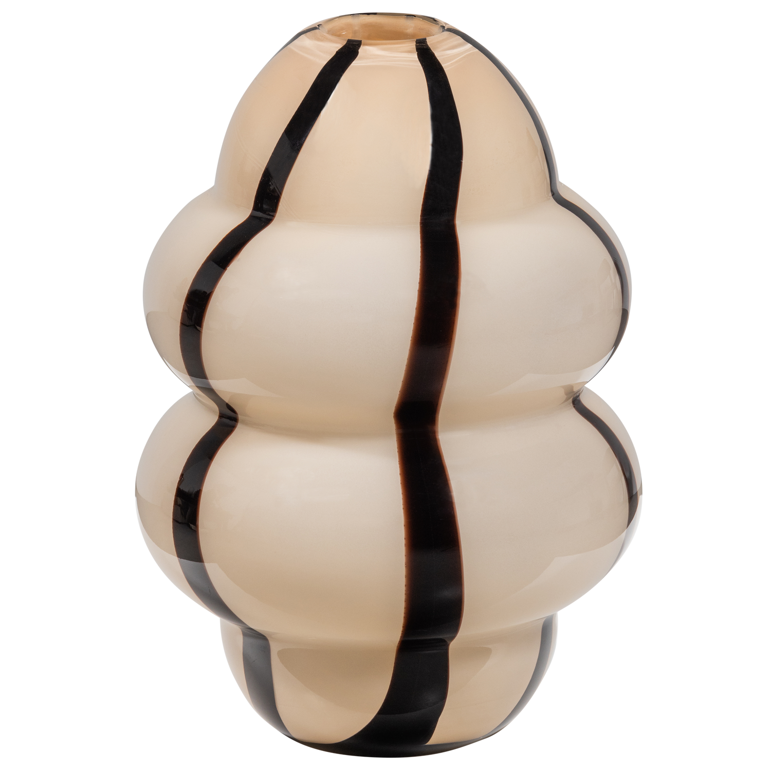 Kenny Vase Glas Schwarz-Creme Gestreift