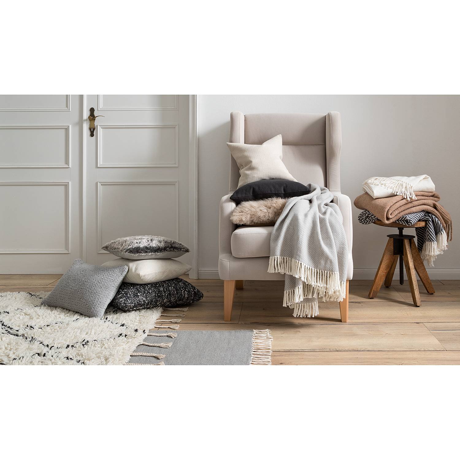 Plaid Zen Webstoff Hellgrau
