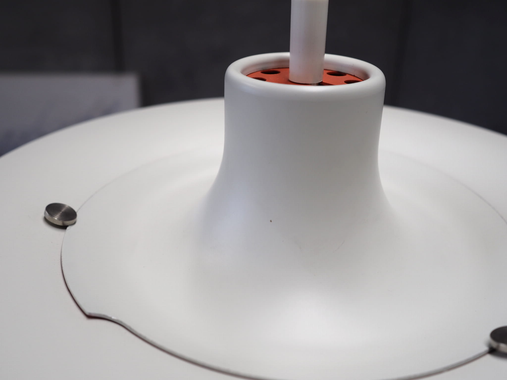 Vintage pendant lamp metal white 1970s