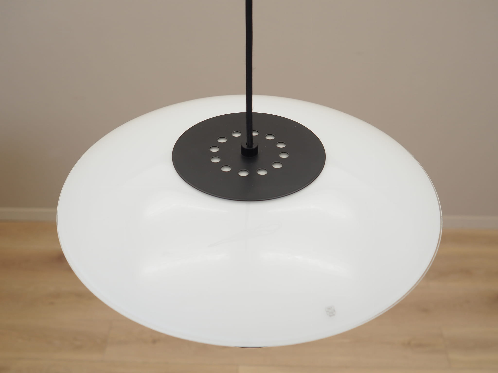 Vintage Pendant Lamp Glass Metal White 1990s