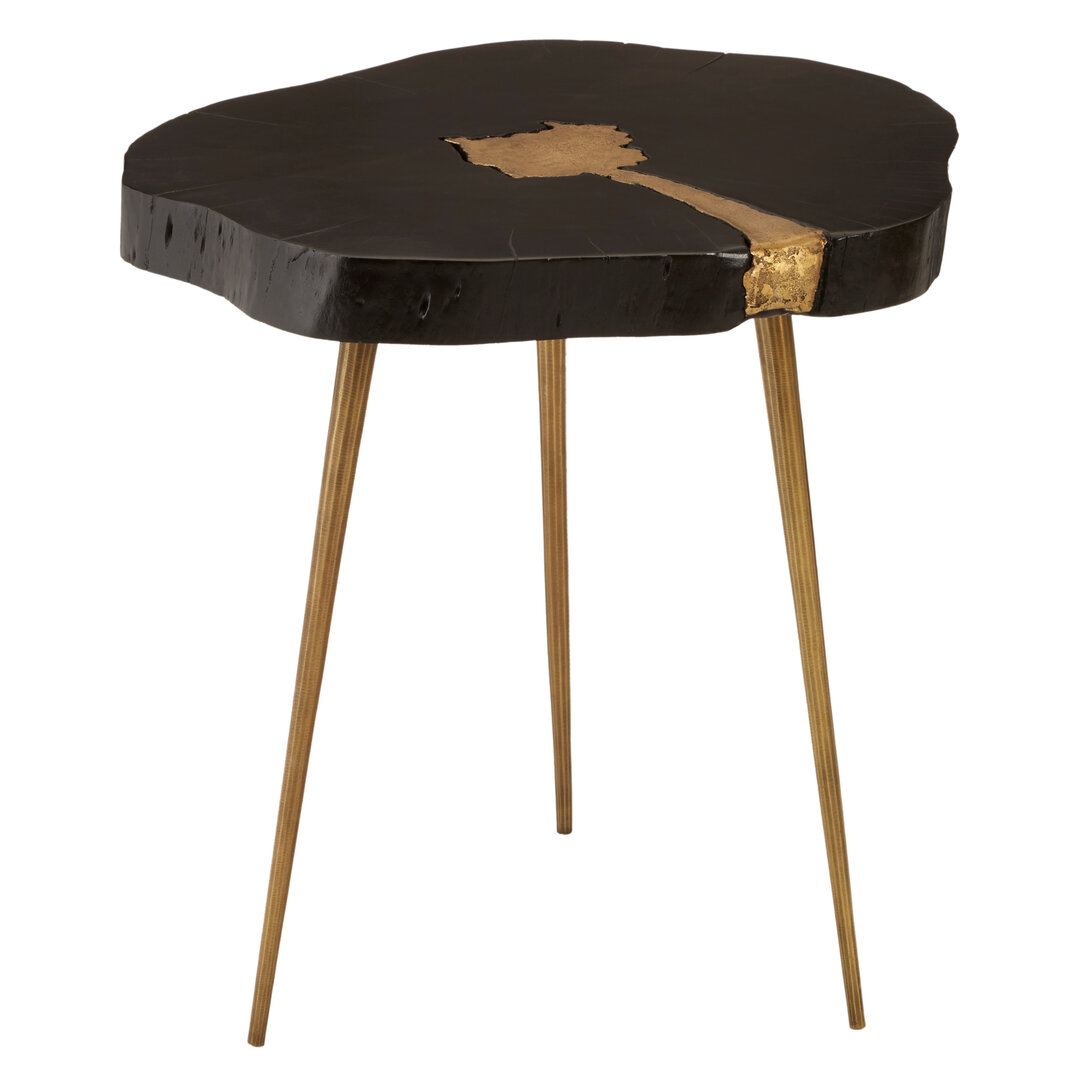 Asamra Side Table Acacia Wood Black Gold