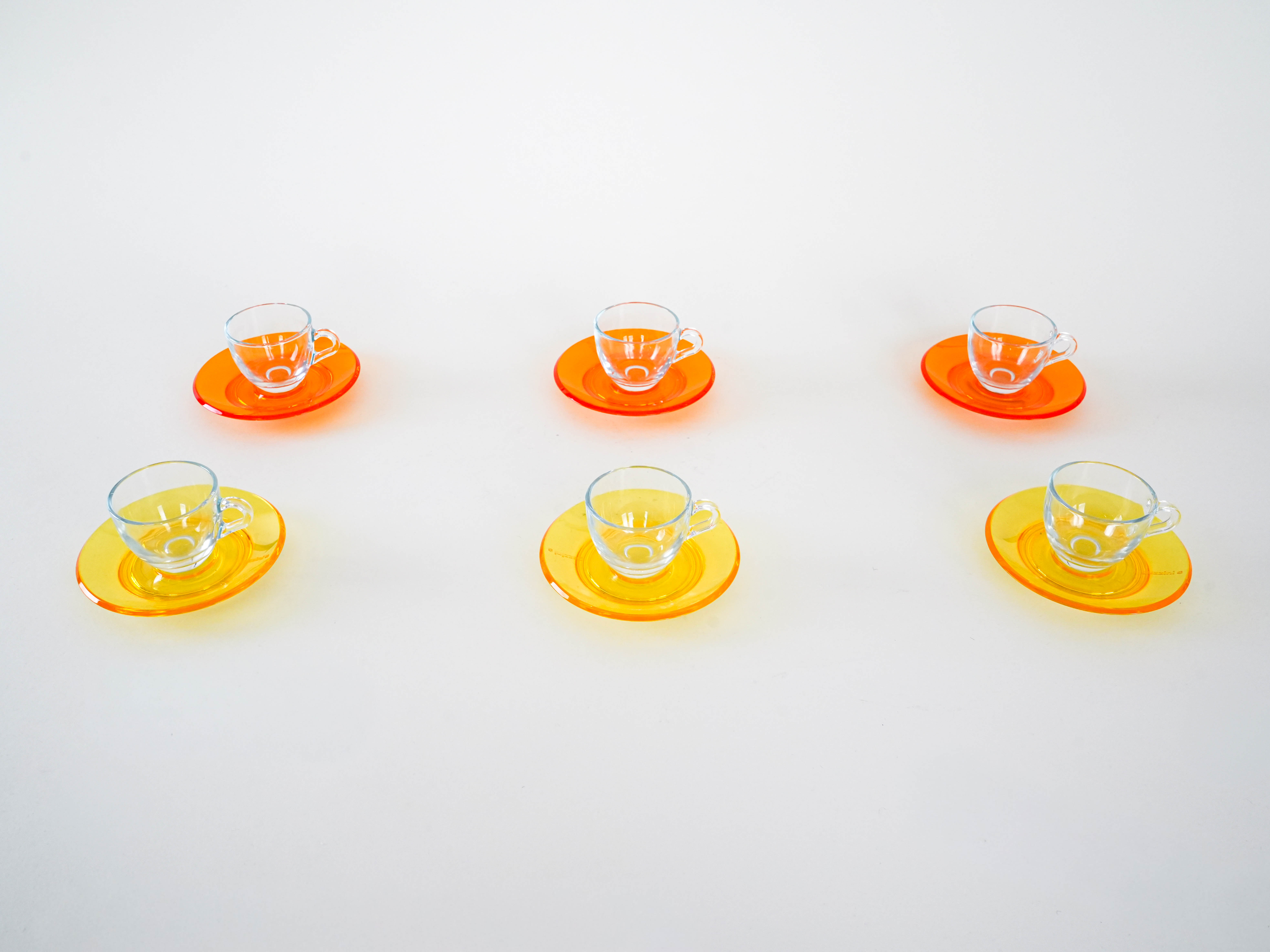 Glass Cup Set Multicolored 1970s