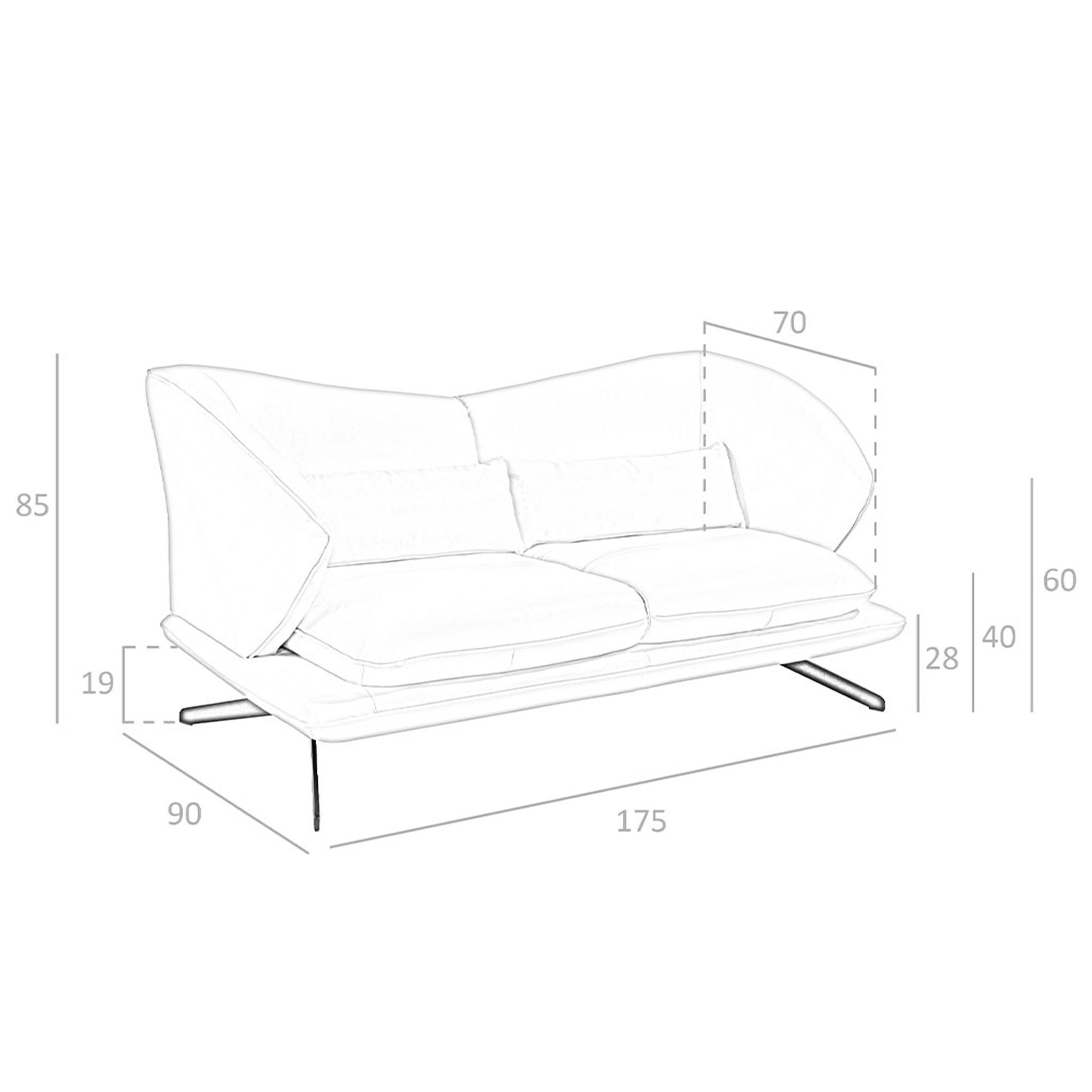 2-Sitzer Sofa in taupegrauem Leder 6145