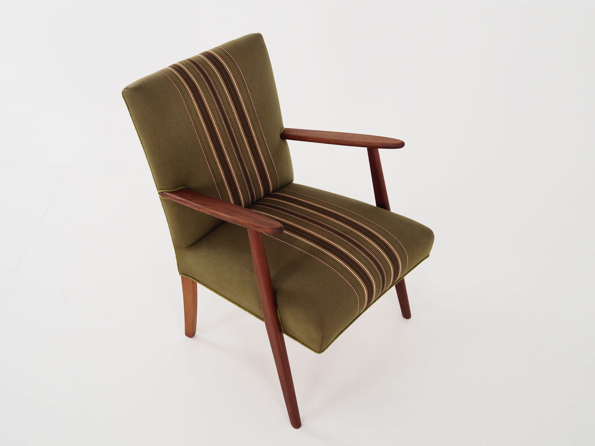 Vintage chair teak wood textile green 1960s