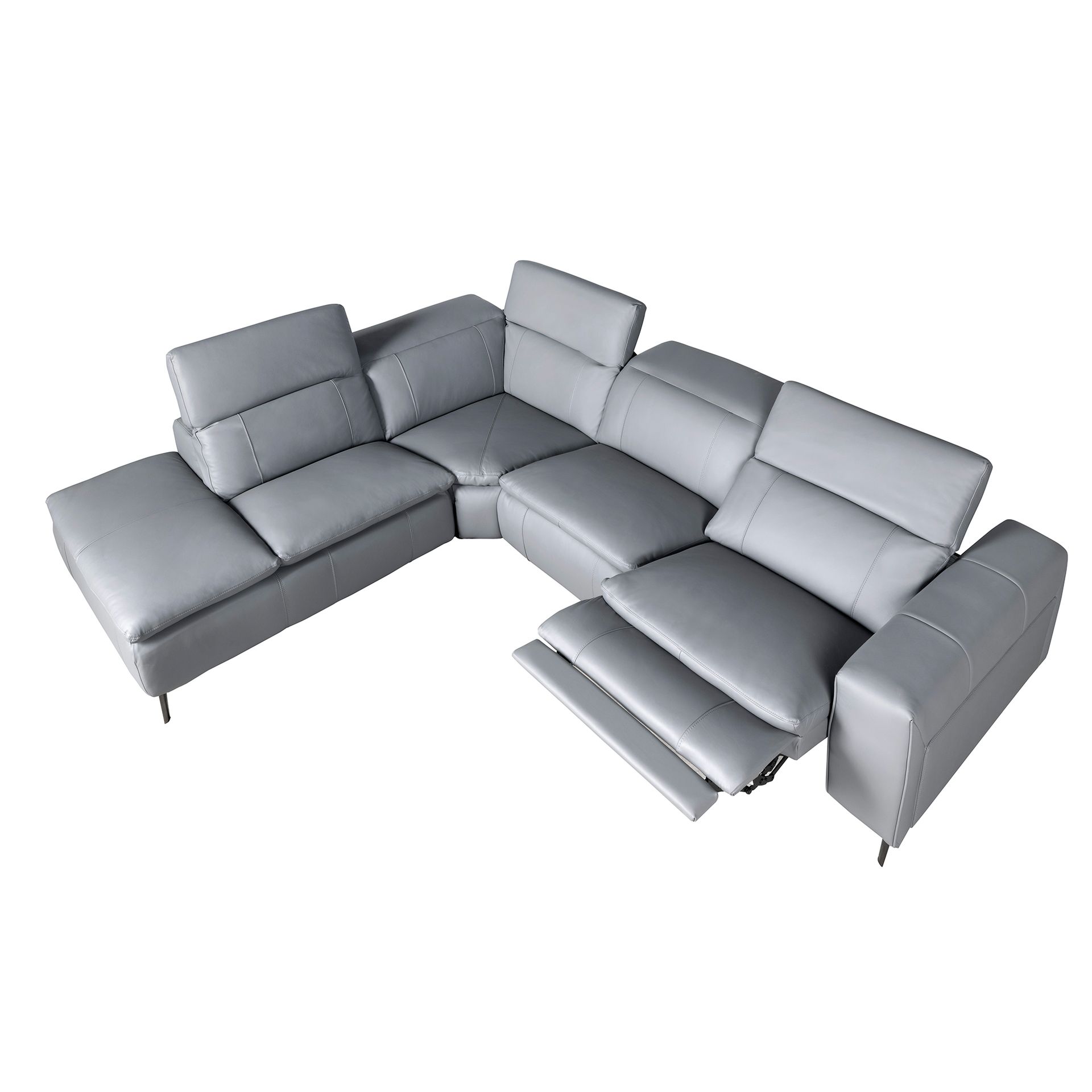 Sofa Récamiere Links Leder Grau