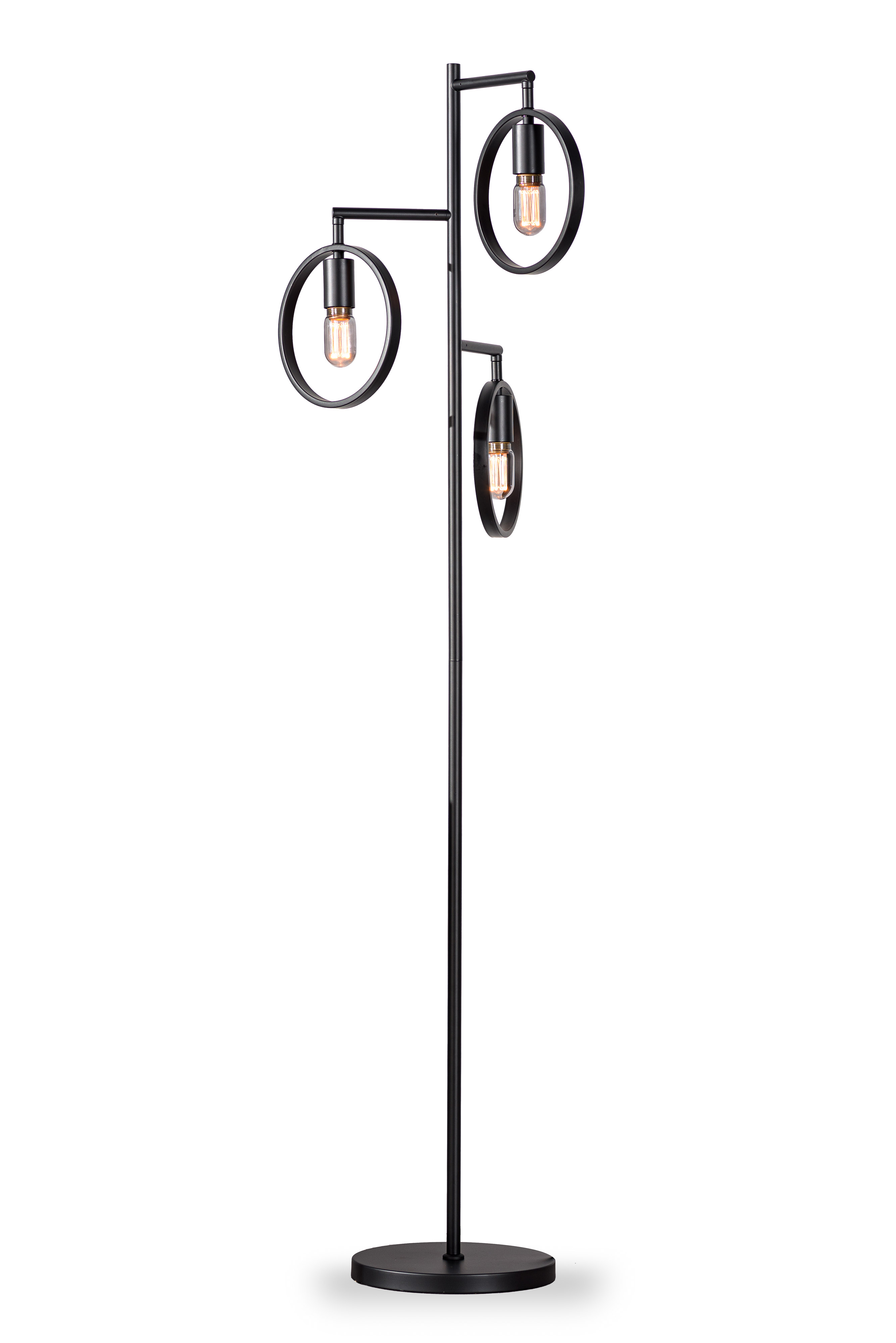 Floor Lamp 3-Light Metal Black