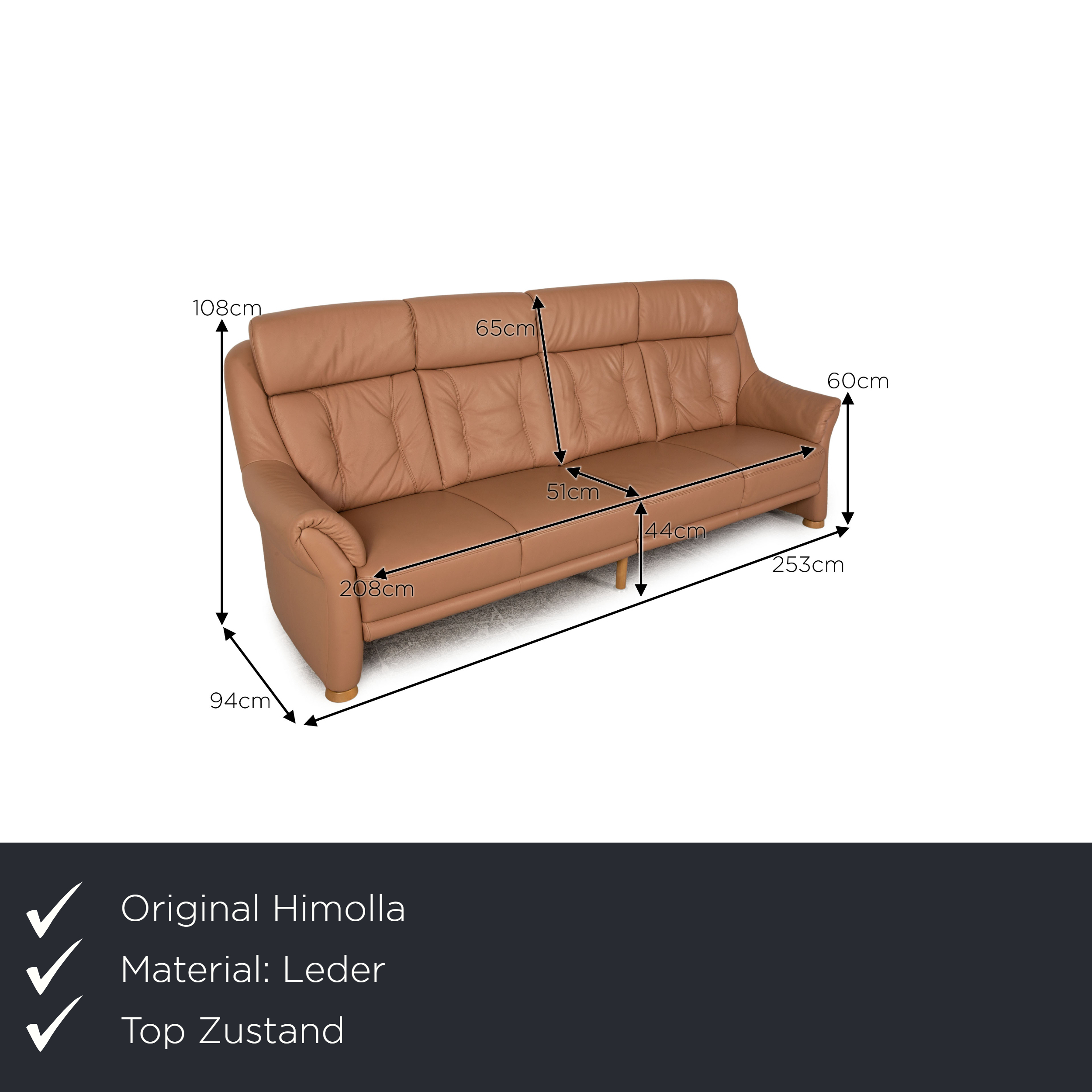 Sofa 4-Sitzer Leder Beige