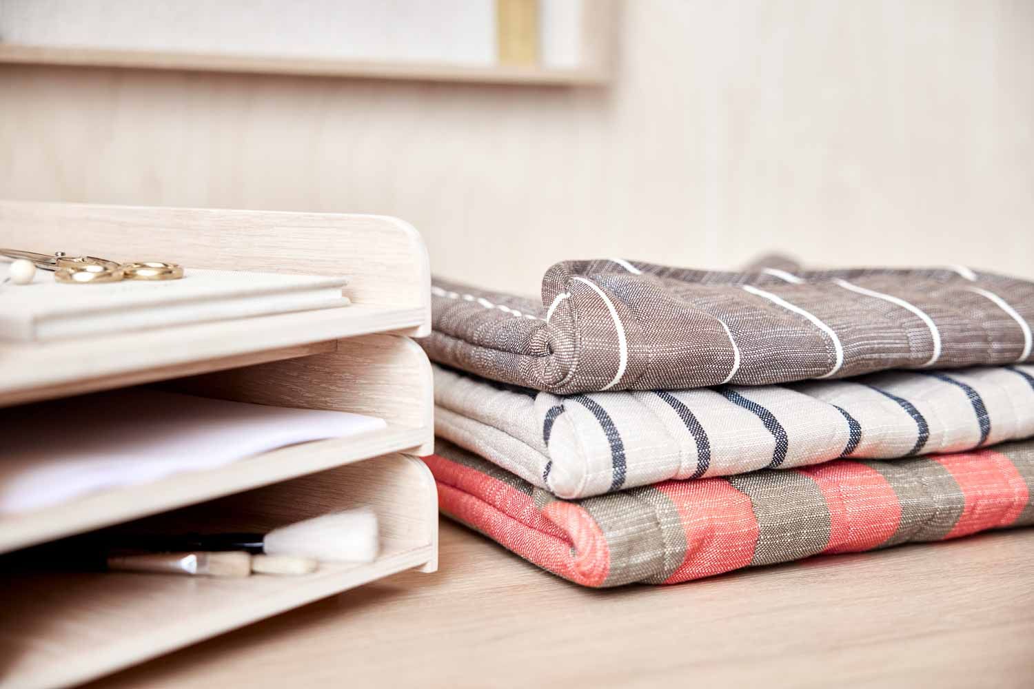 Laptoptasche Baumwolle Creme Gestreift