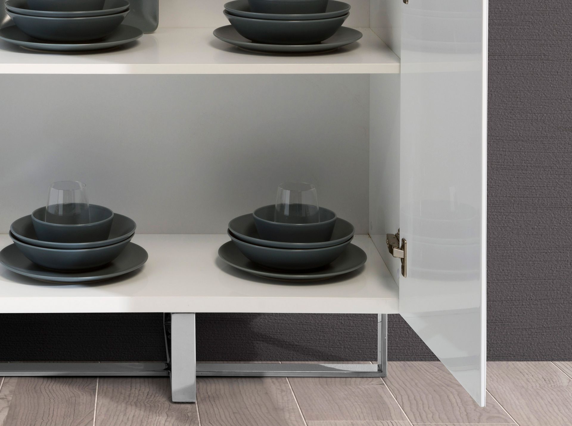 3053 Sideboard Verchromter Stahl Weiß