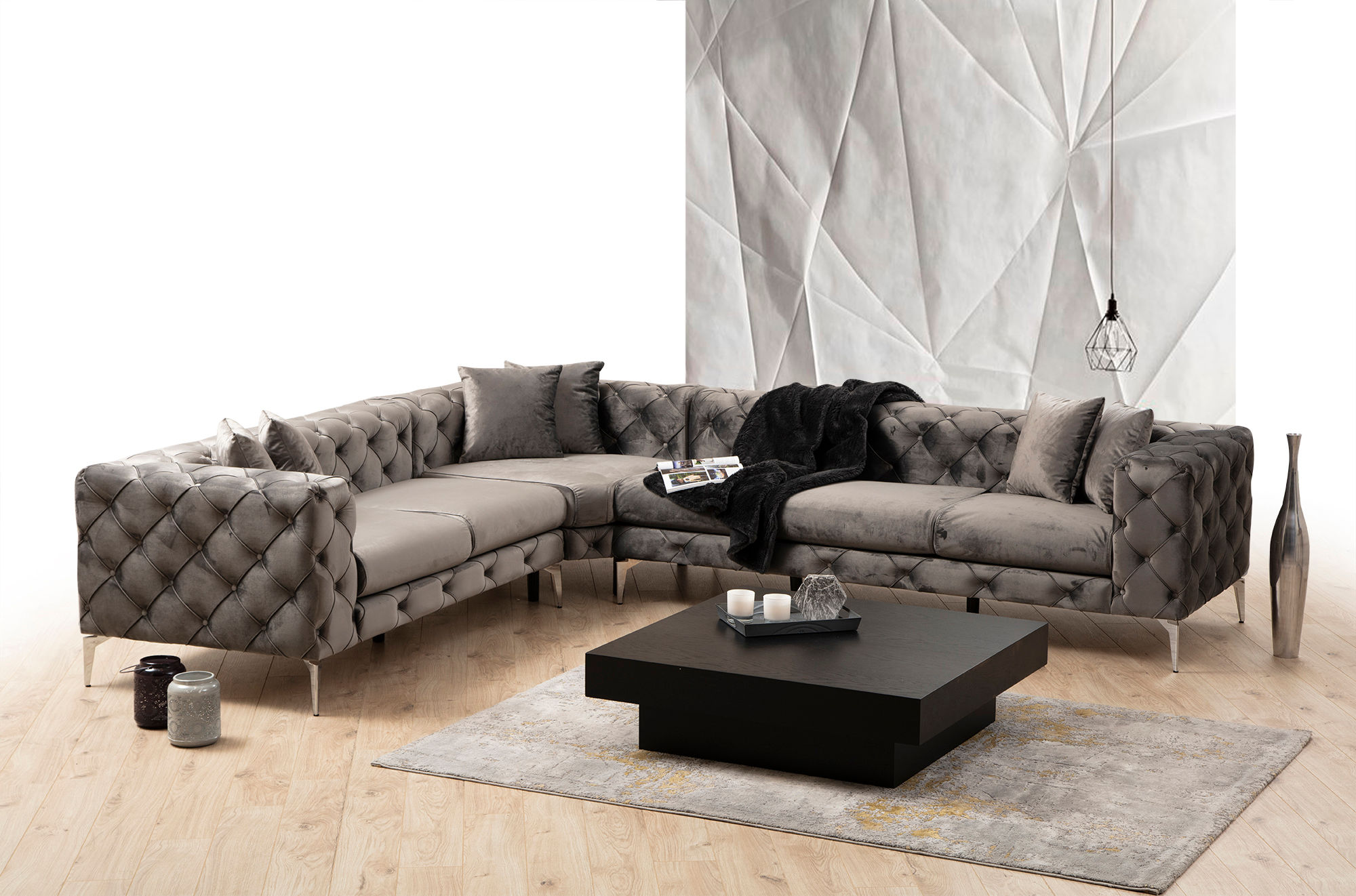 Elegantes Ecksofa Anthrazit