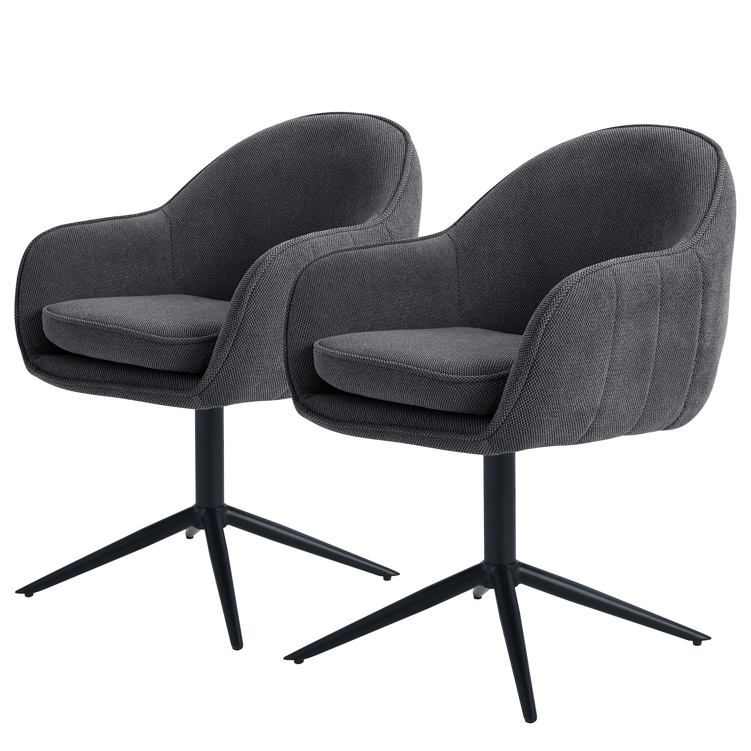 Armchair Swivel SANDO Set of 2 Anthracite