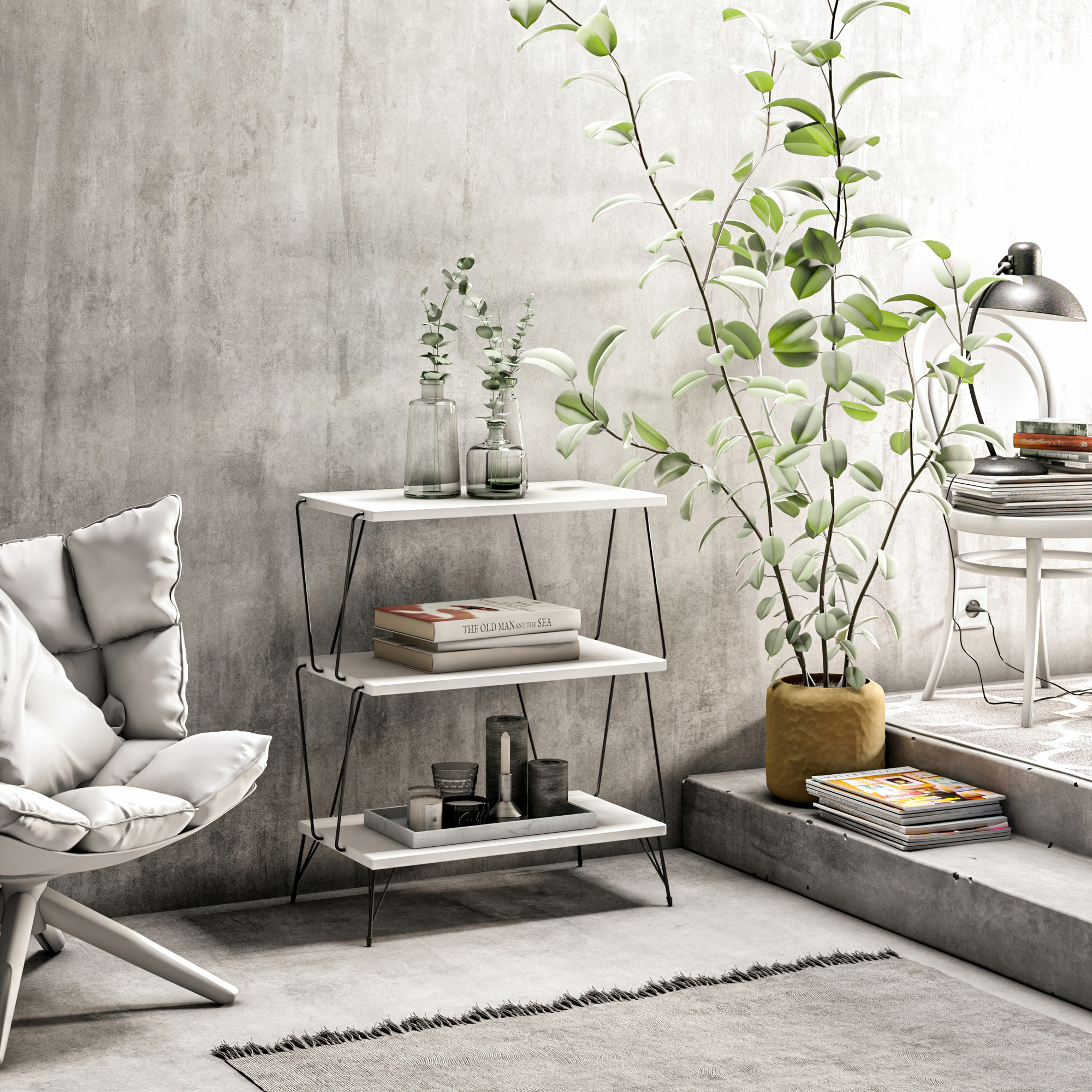 Lazandos Side table Wood veneer White