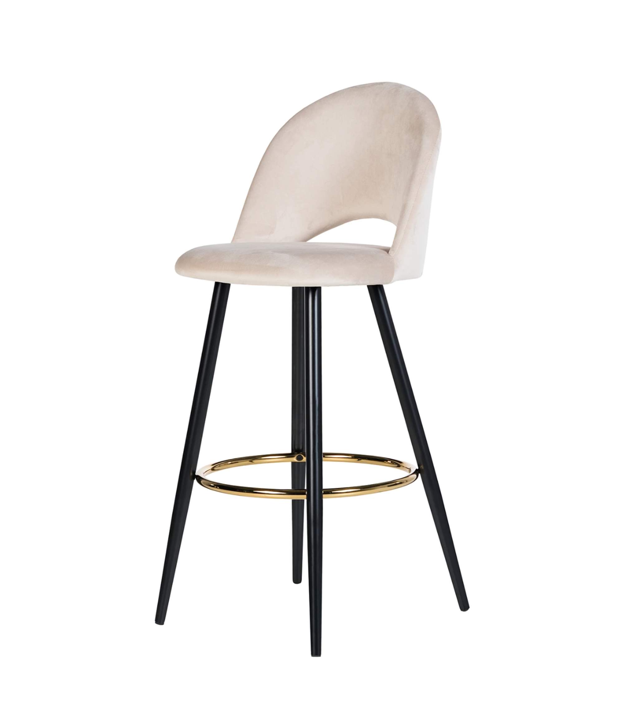 Bar stool Velvet Metal Cream