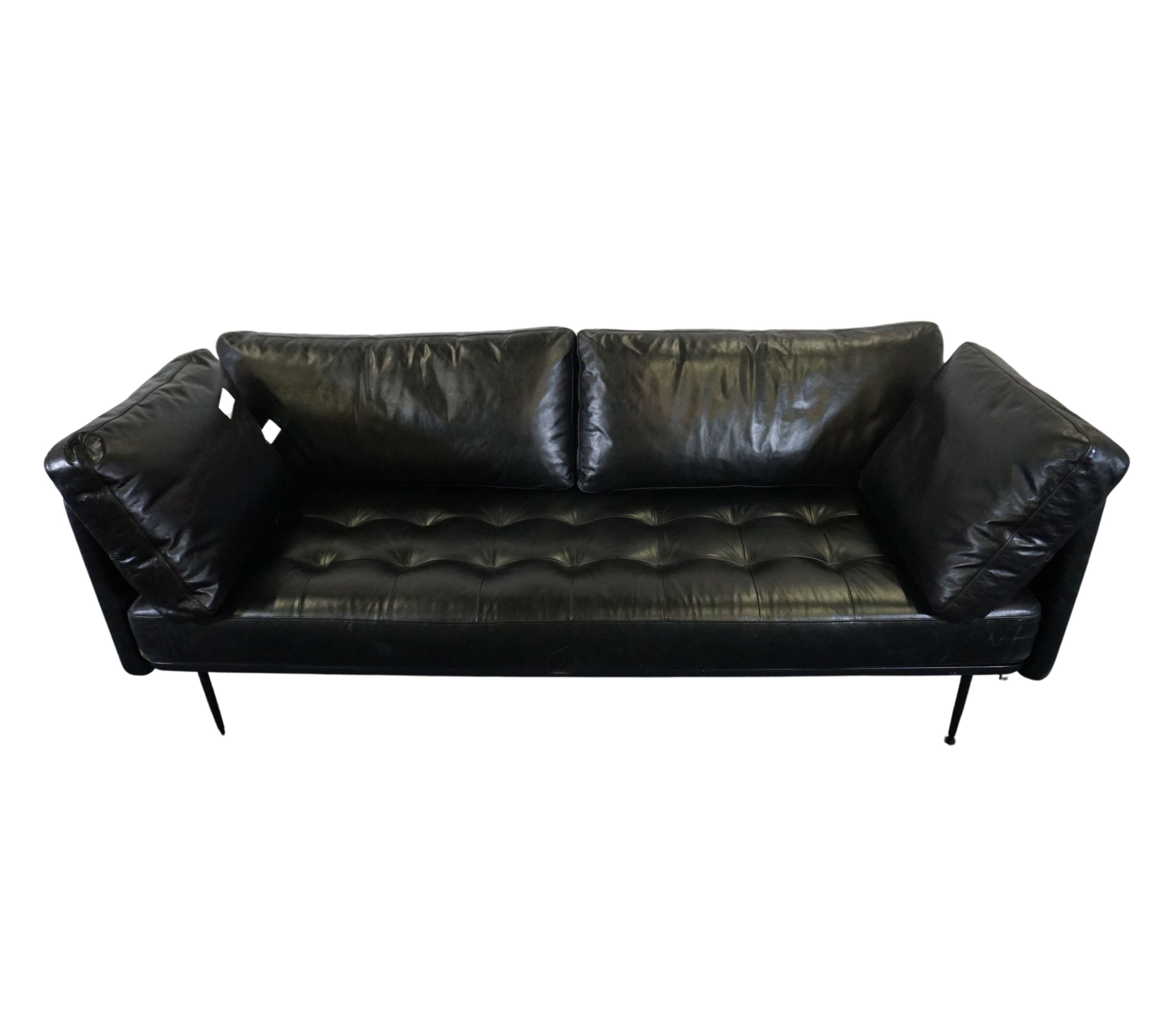 UTILITY 3-seater sofa leather black