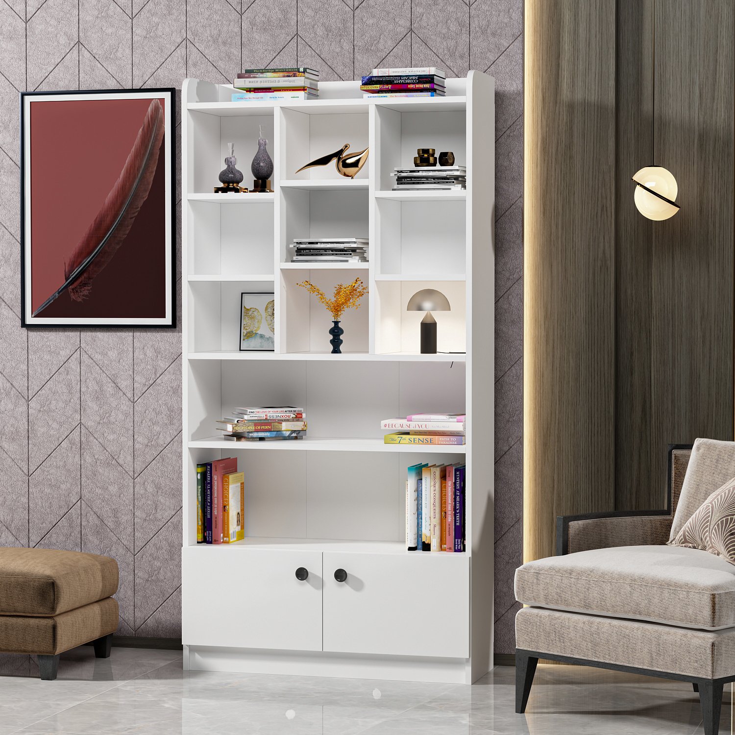 Tokyo Bookshelf Wood Veneer White