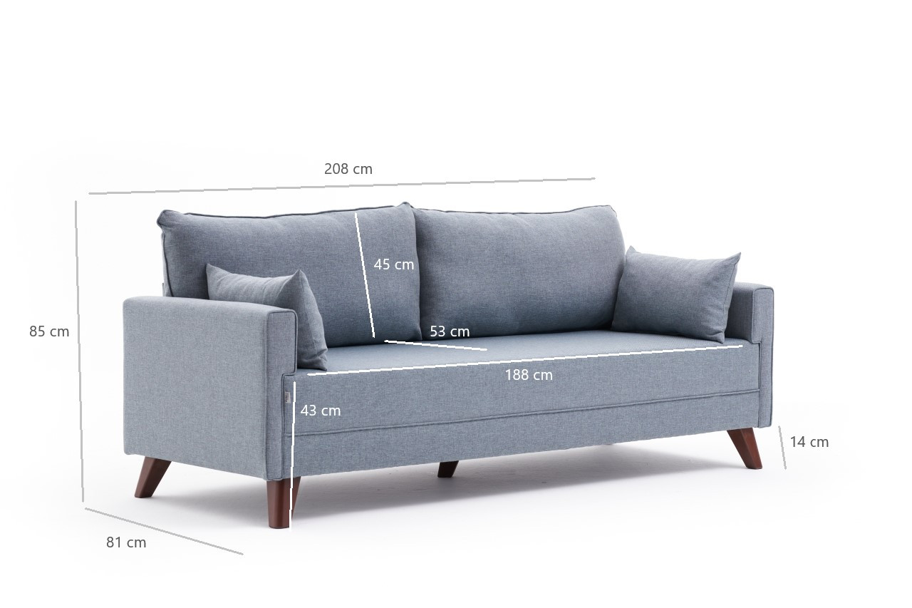 Bella Schlafsofa 3-Sitzer Blau