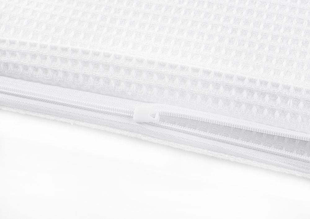 Kissen und Decken Set aus Waffelpiqué 100% Baumwolle Weiß 