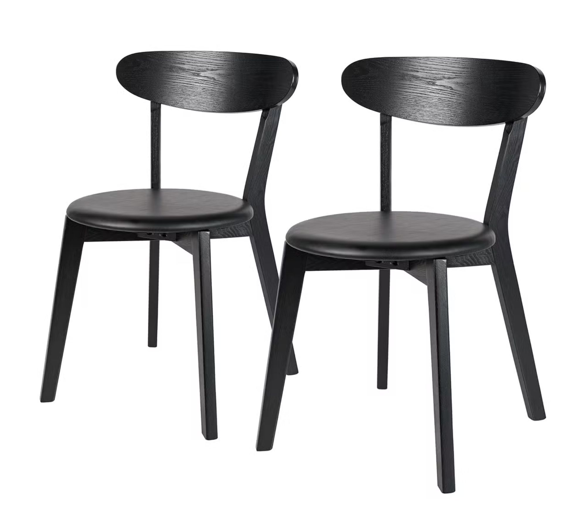 2x Dining chair faux leather wood black