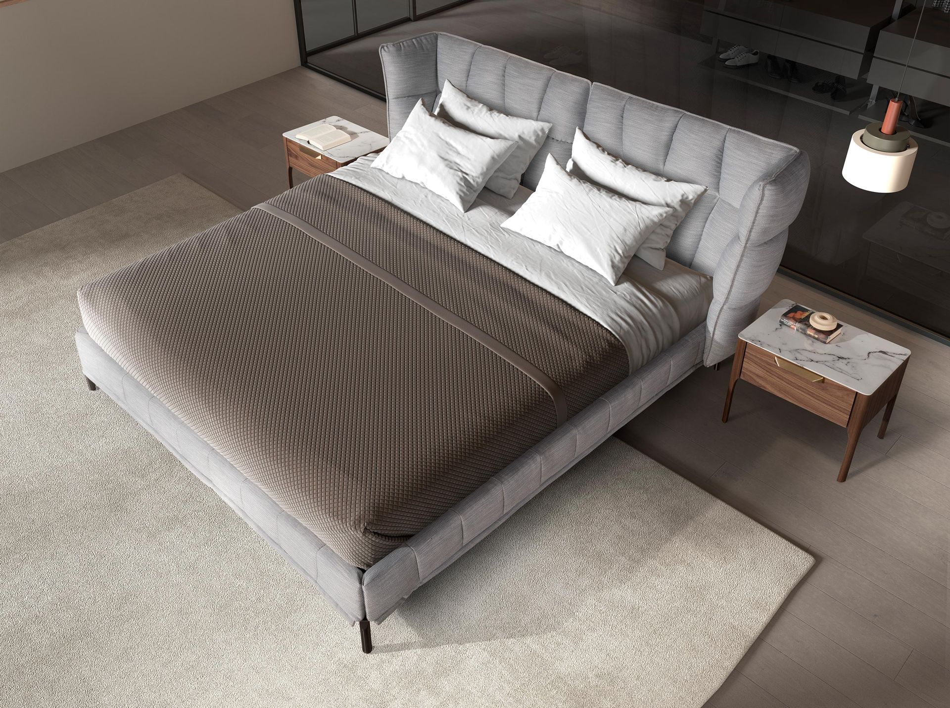 Beistelltisch in Marmoroptik Nussbaumfurnier