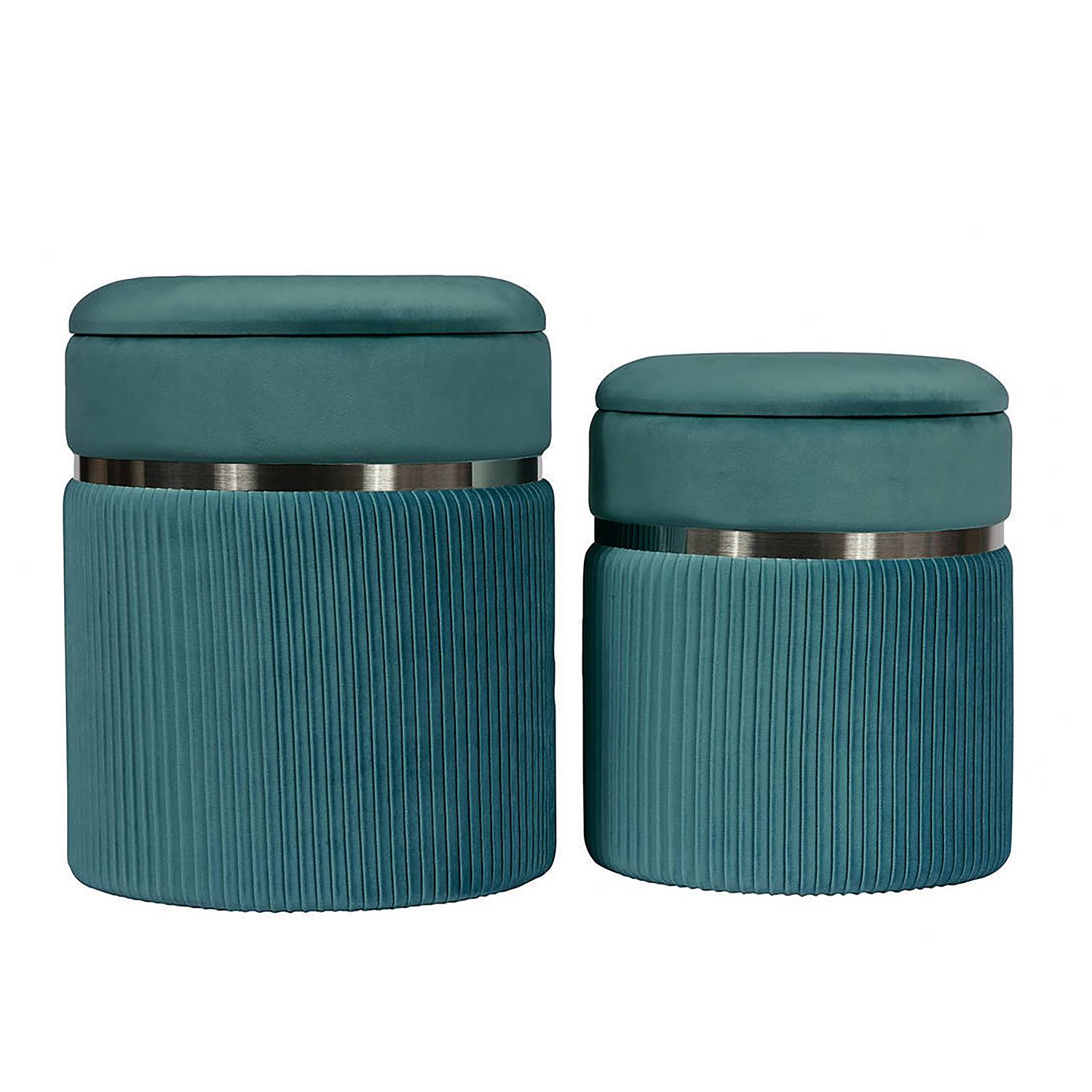 2x Hocker Zora Samt Petrol