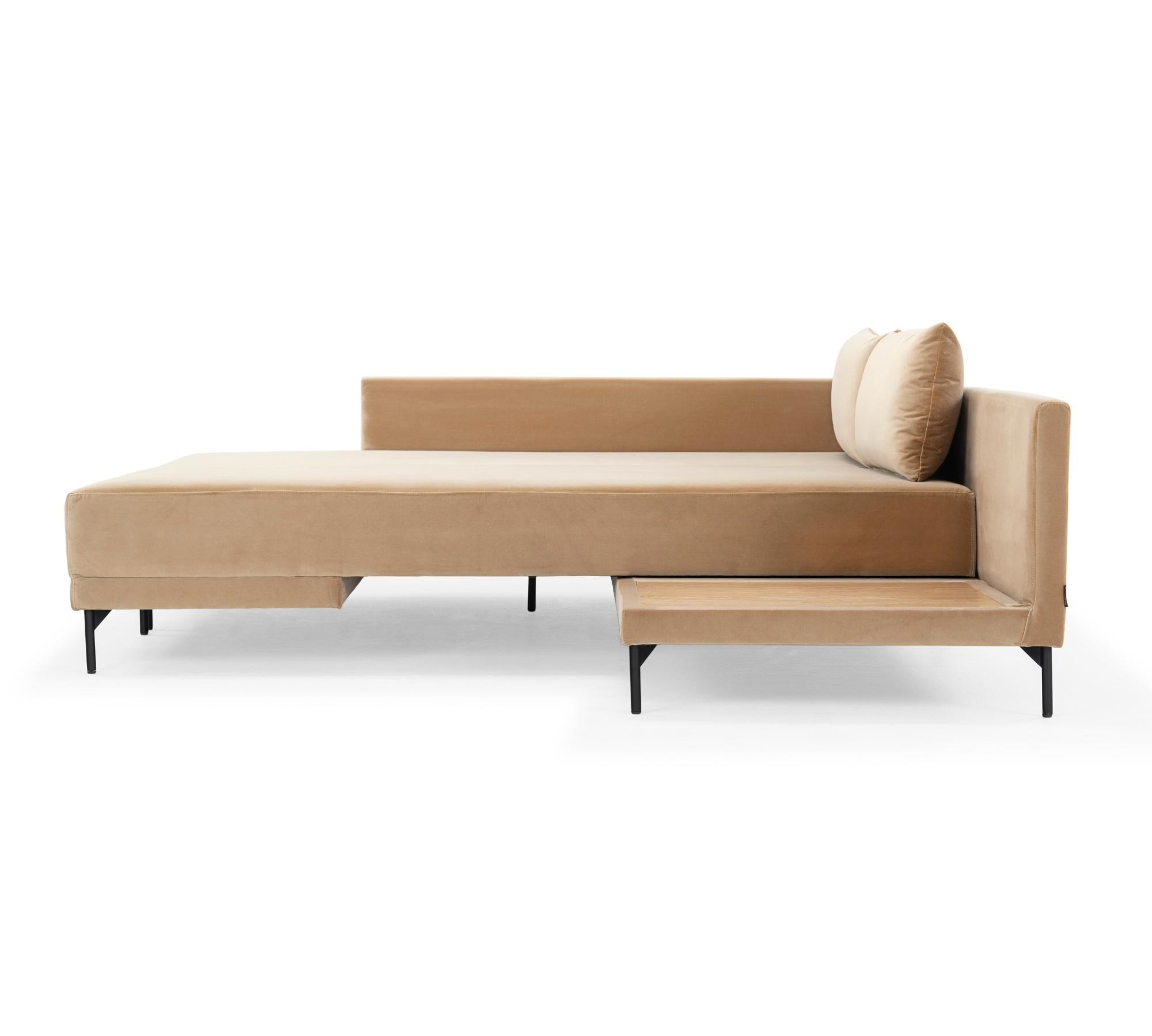 Vivica Schlafsofa Récamiere Links Velours Matt Beige