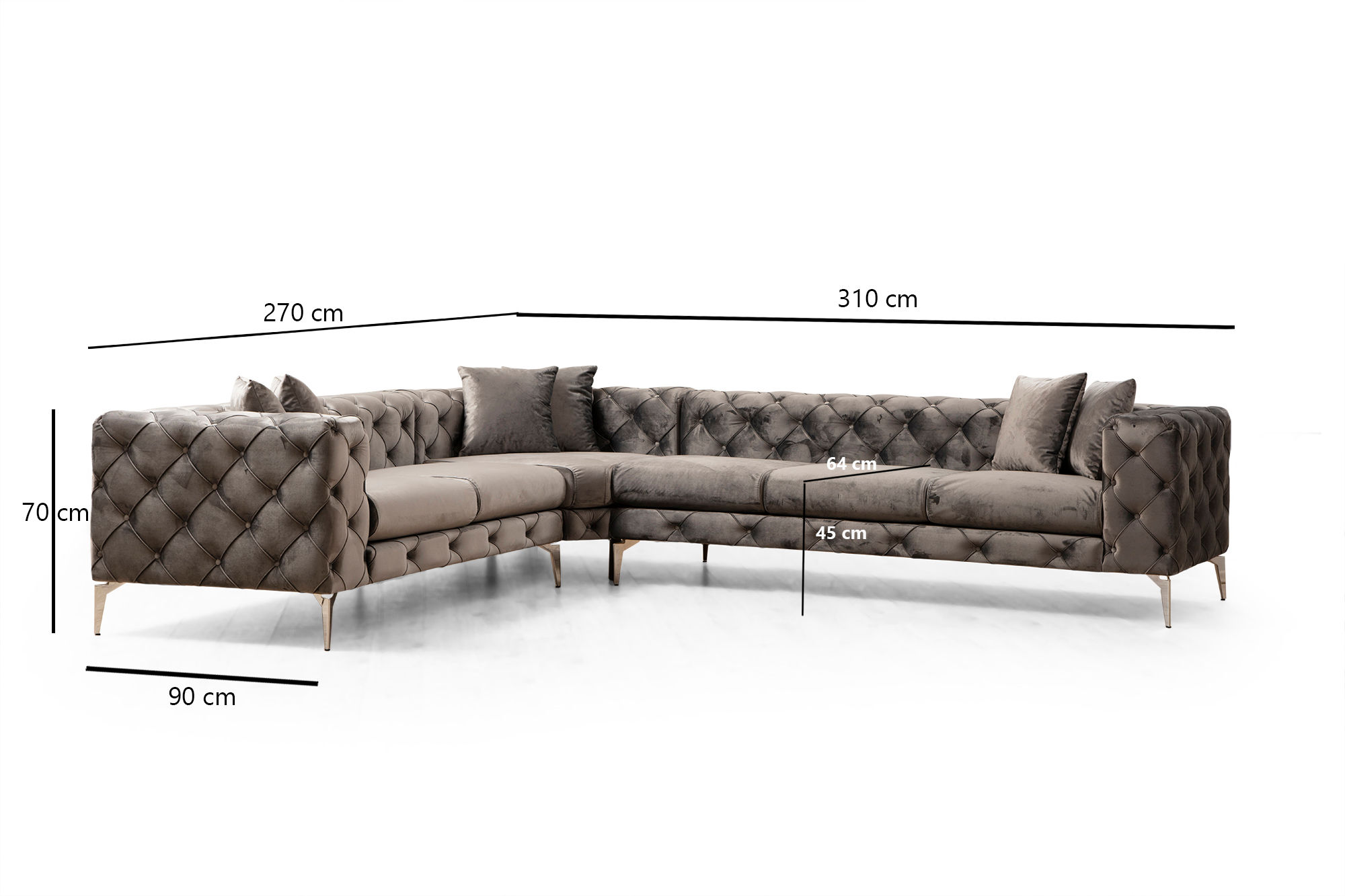 Elegantes Ecksofa Anthrazit