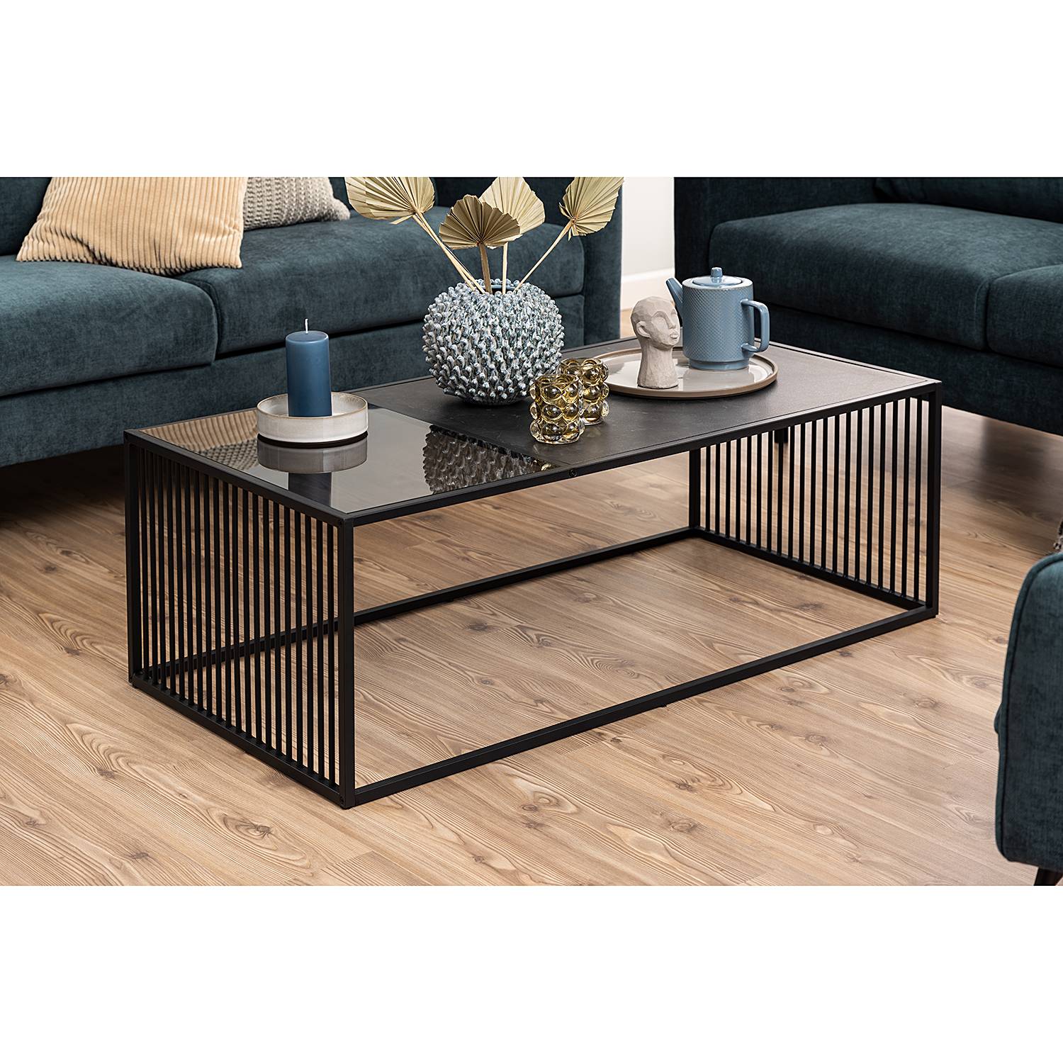 Couchtisch Mephisto Rauchglas Metall Schwarz 120 cm