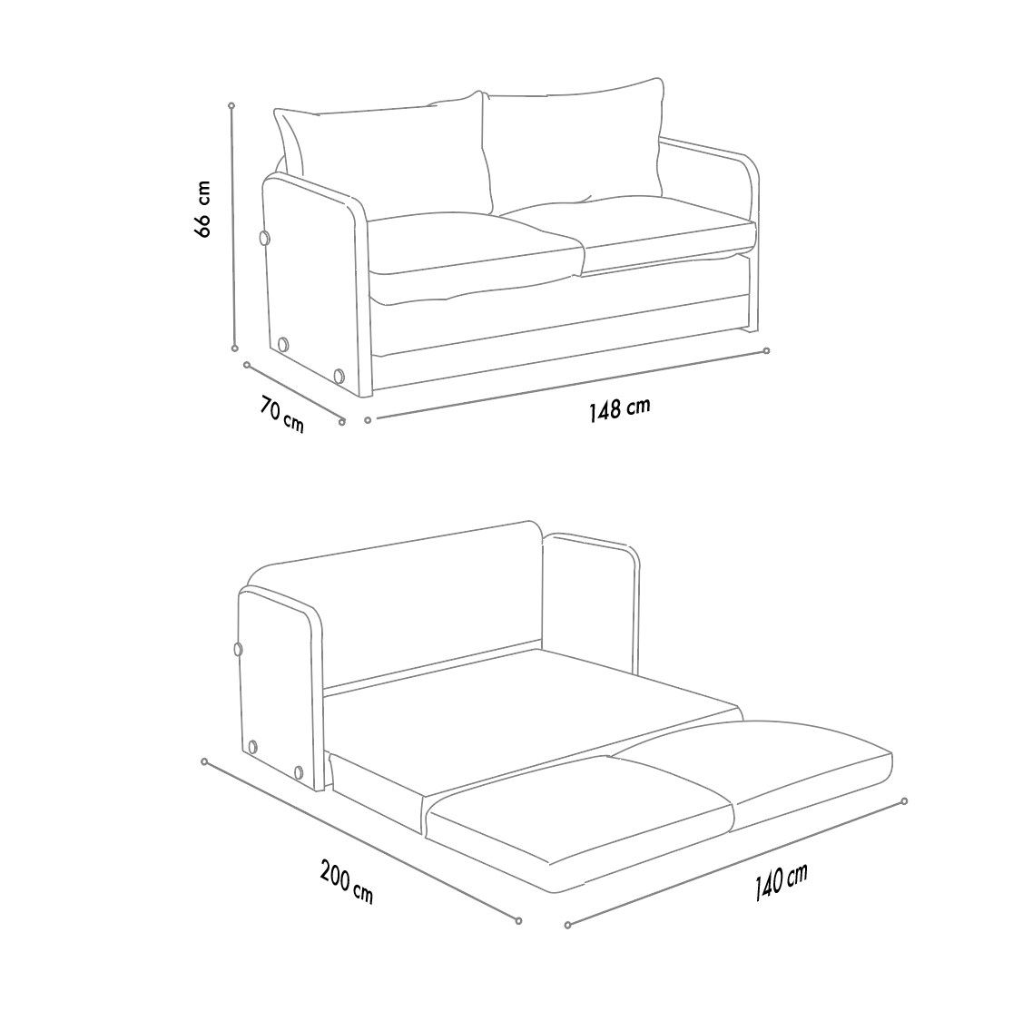 Saga Xl Schlafsofa 2-Sitzer Dunkelgrau